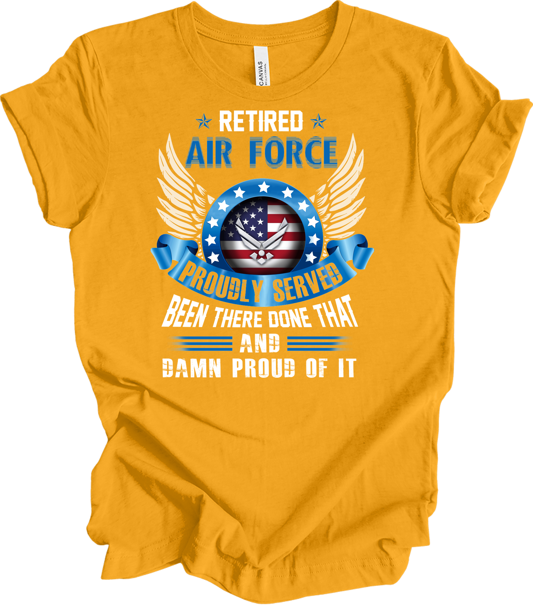 Retired Air Force Veteran T-Shirt in Gold