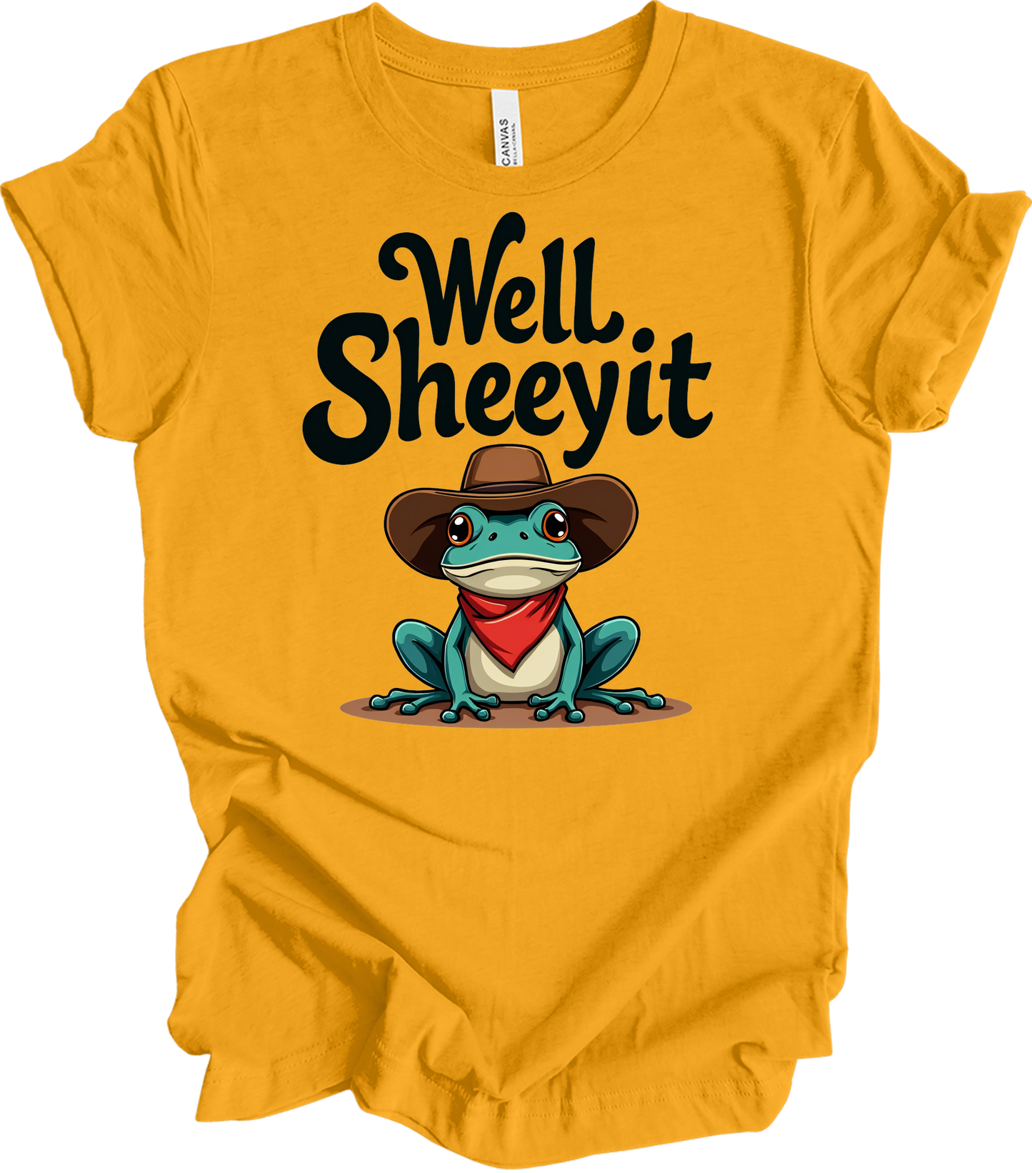 Cowboy Frog Meme T-Shirt in Gold