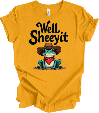 Cowboy Frog Meme T-Shirt in Gold