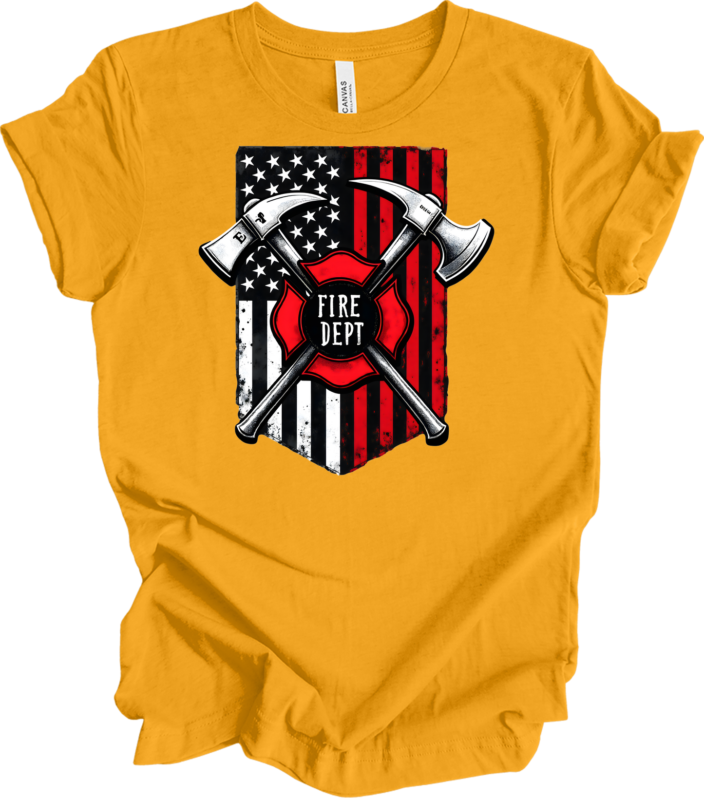 Firefighter Axe Flag T-Shirt in Gold