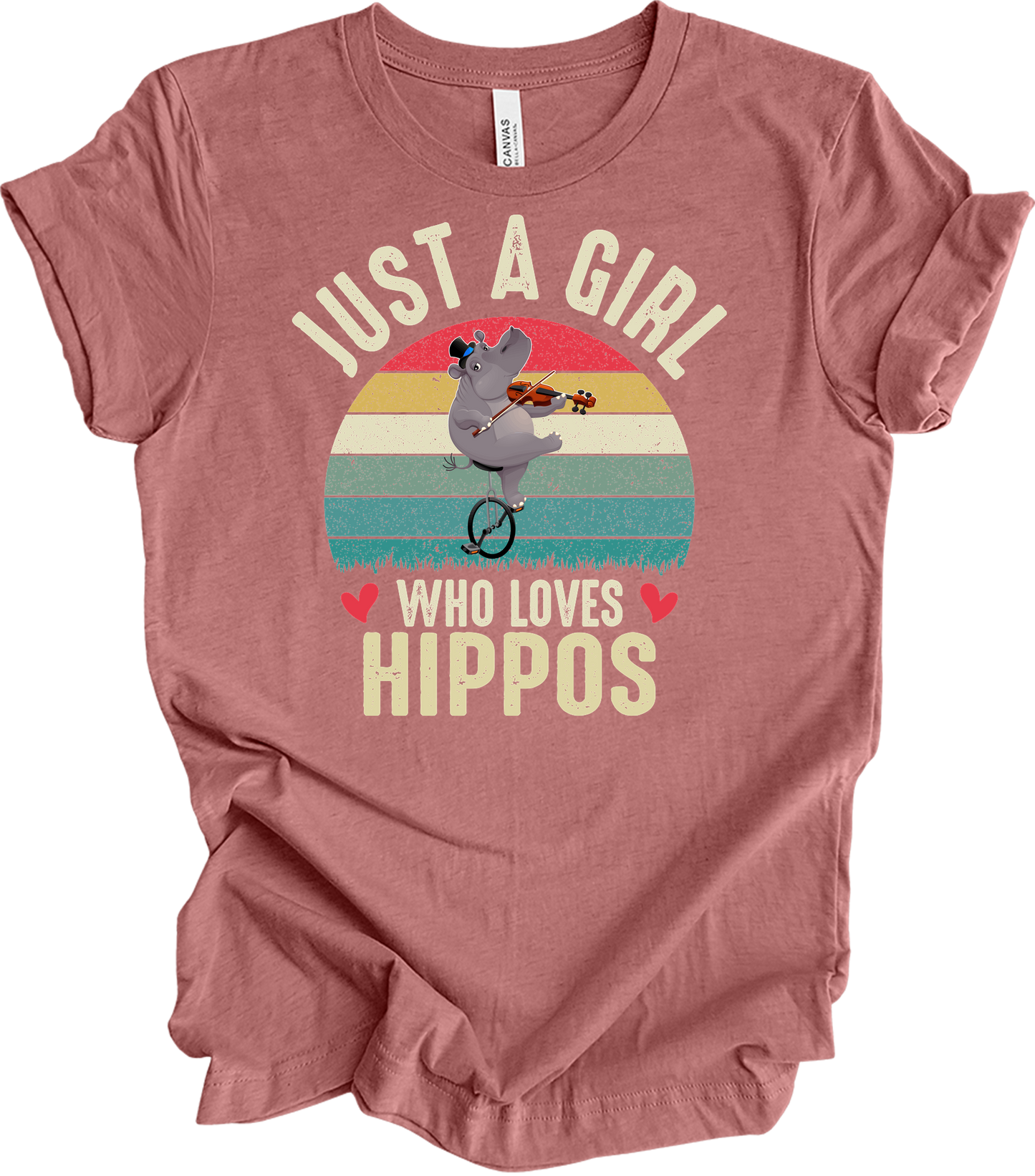 Just A Girl Who Loves Hippos T-Shirt in Heather Mauve