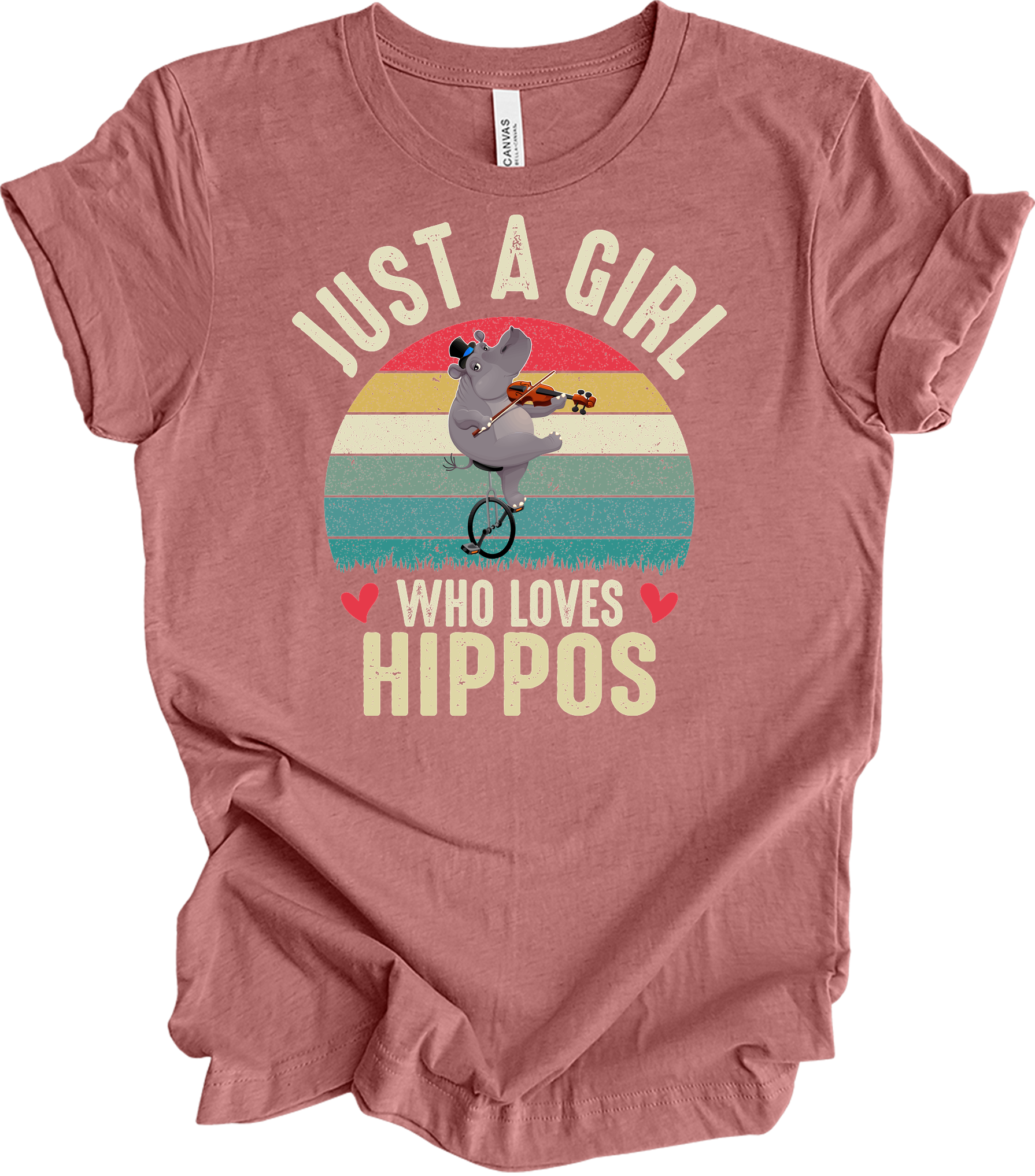 Just A Girl Who Loves Hippos T-Shirt in Heather Mauve