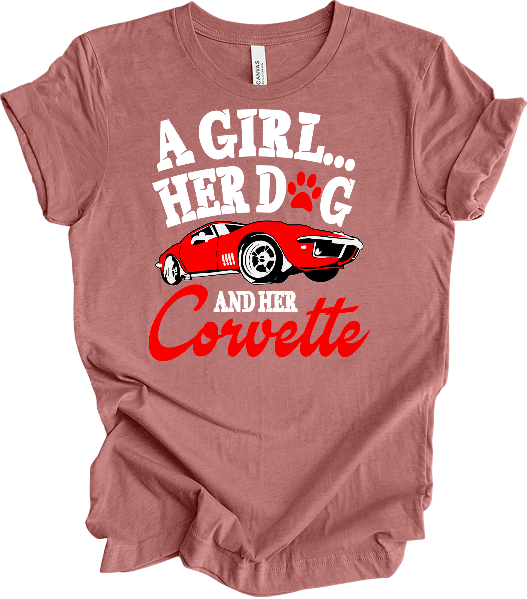 Corvette Dog Mom - C3 Corvette Lover & Dog Owner T-Shirt in Heather Mauve