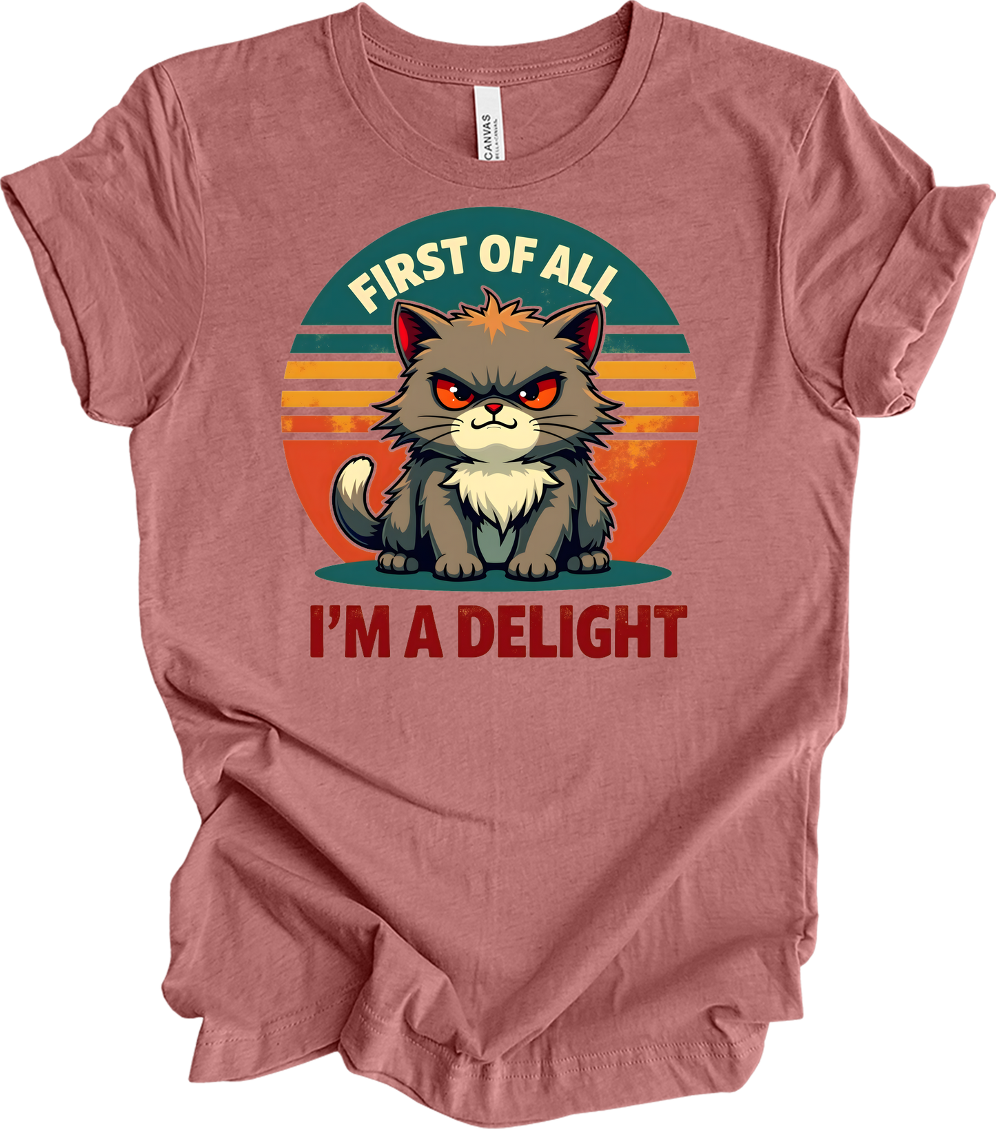 Grumpy Cat 'I'm a Delight' T-Shirt in Heather Mauve