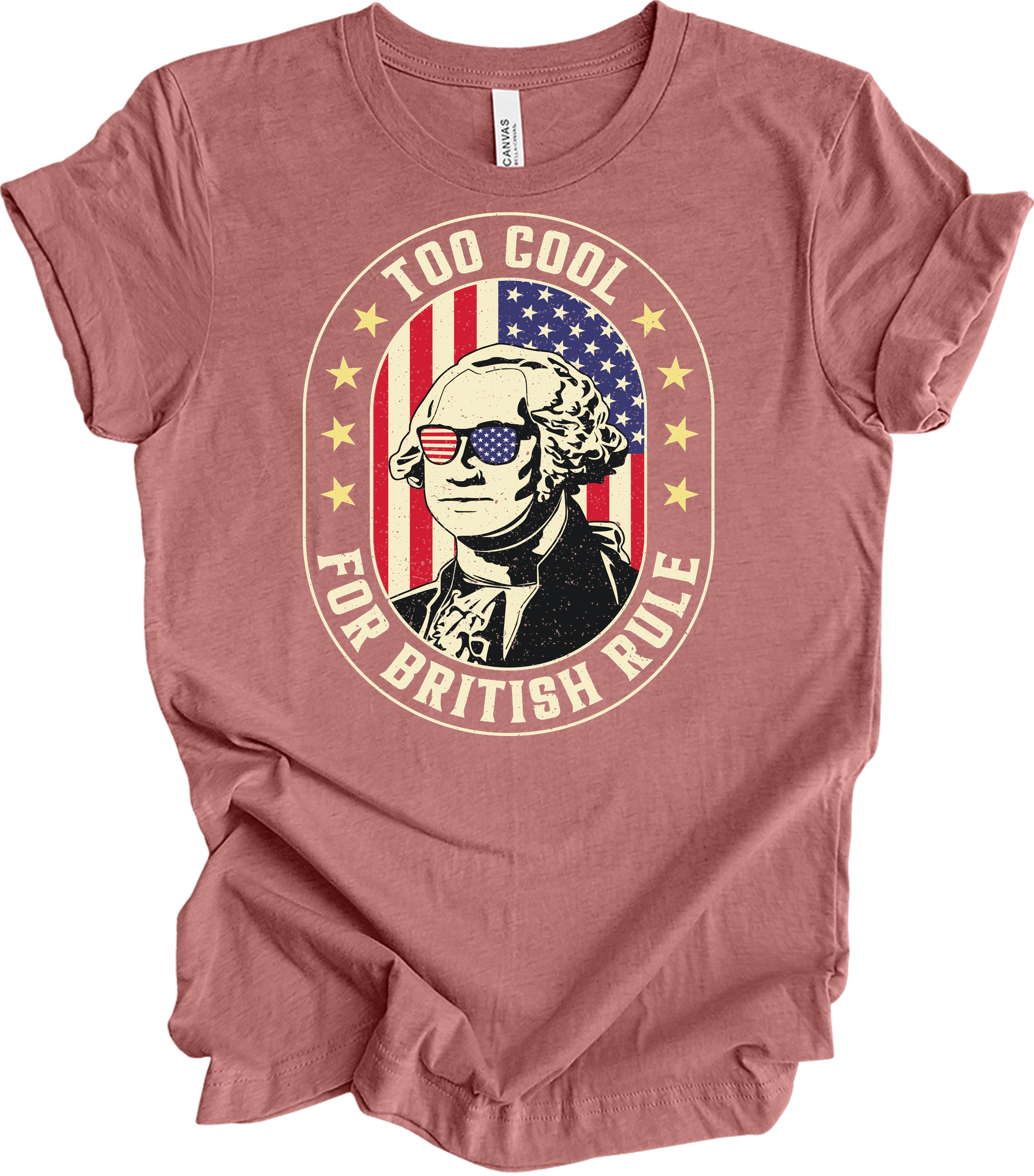 Too Cool for British Rule T-Shirt in Heather Mauve