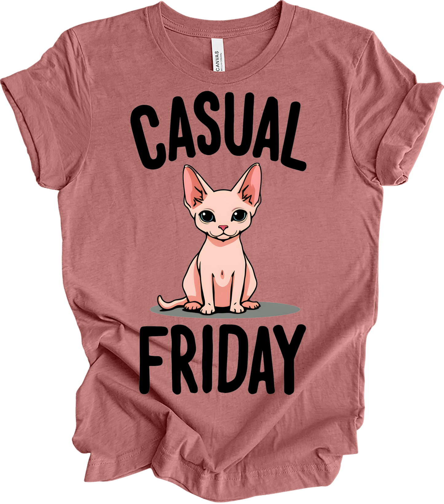 Casual Friday Hairless Cat T-Shirt in Heather Mauve