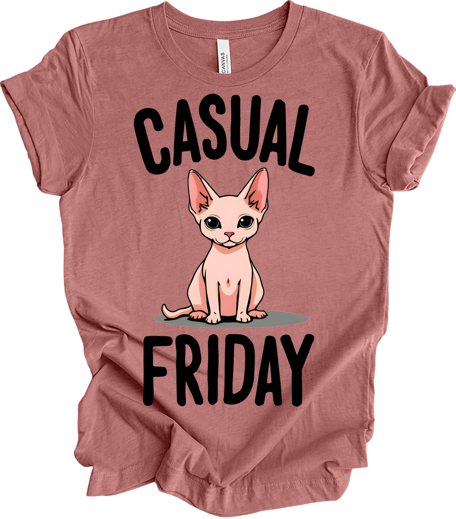 Casual Friday Hairless Cat T-Shirt in Heather Mauve
