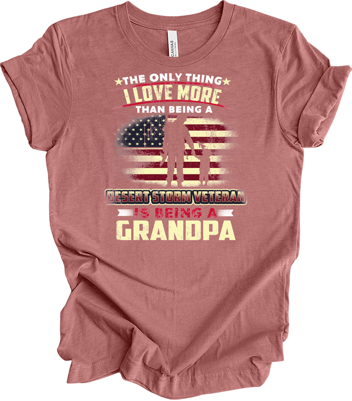 Veteran Grandpa Gift T-Shirt in Heather Mauve