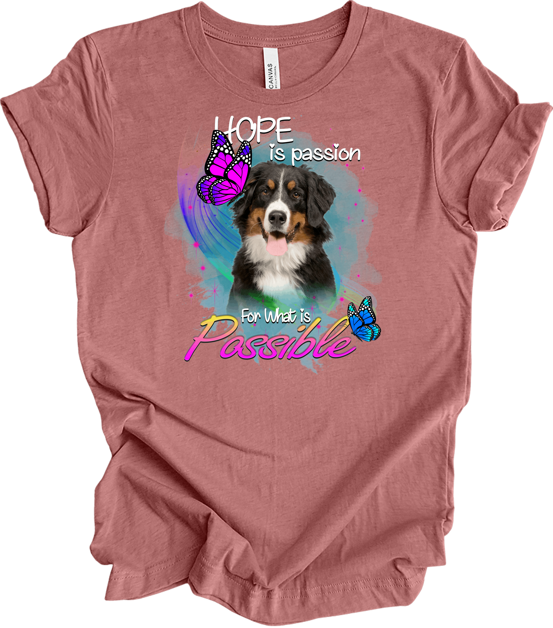 Bernese Mountain Dog Hope T-Shirt in Heather Mauve