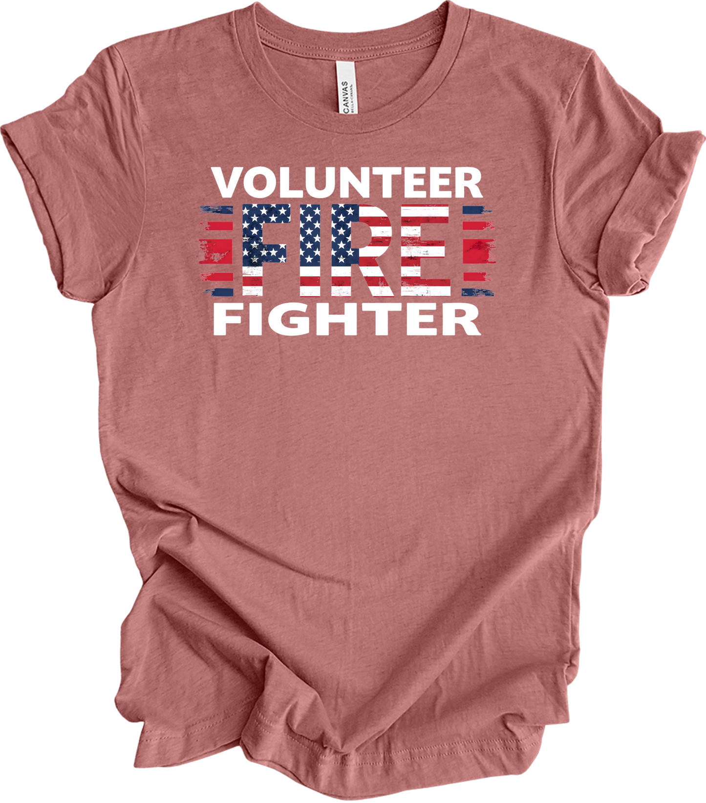 Volunr Firefighter USA Flag T-Shirt in Heather Mauve