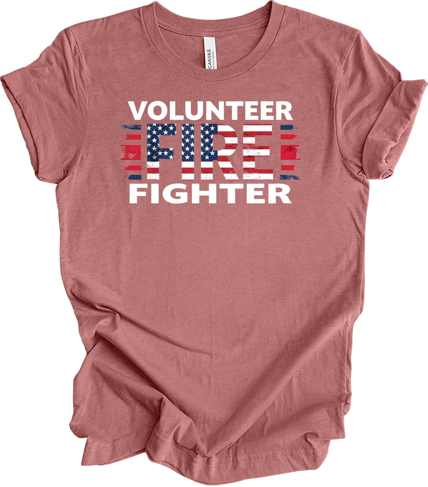 Volunr Firefighter USA Flag T-Shirt in Heather Mauve