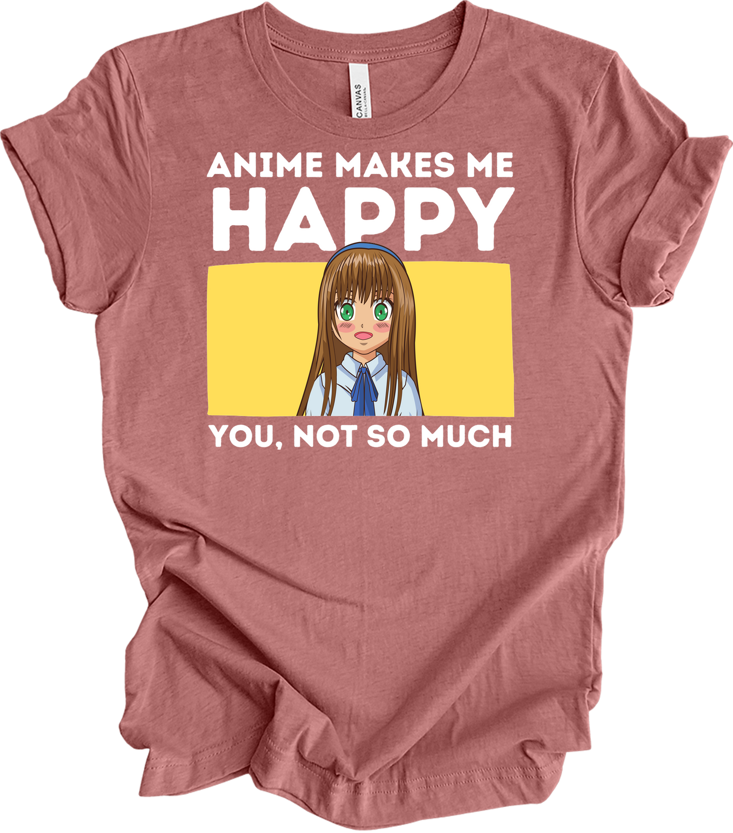 Anime Art 'Happy' T-Shirt in Heather Mauve