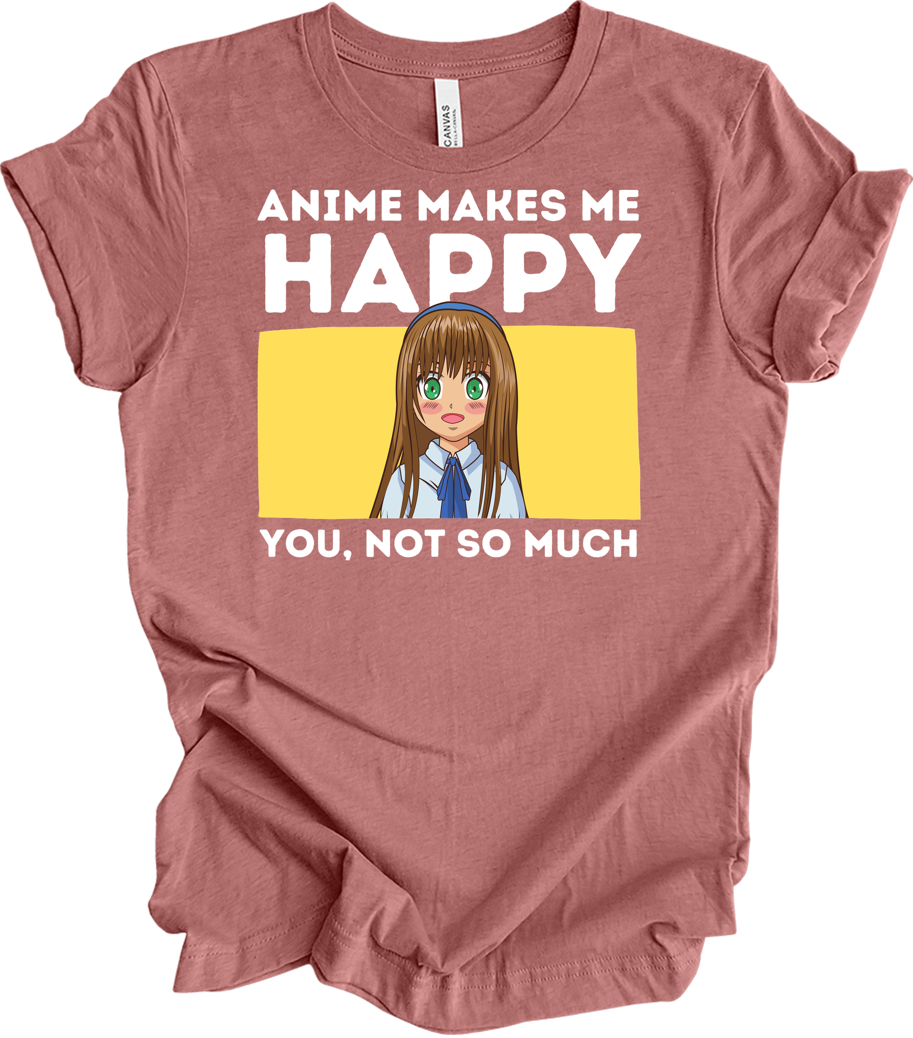 Anime Art 'Happy' T-Shirt in Heather Mauve