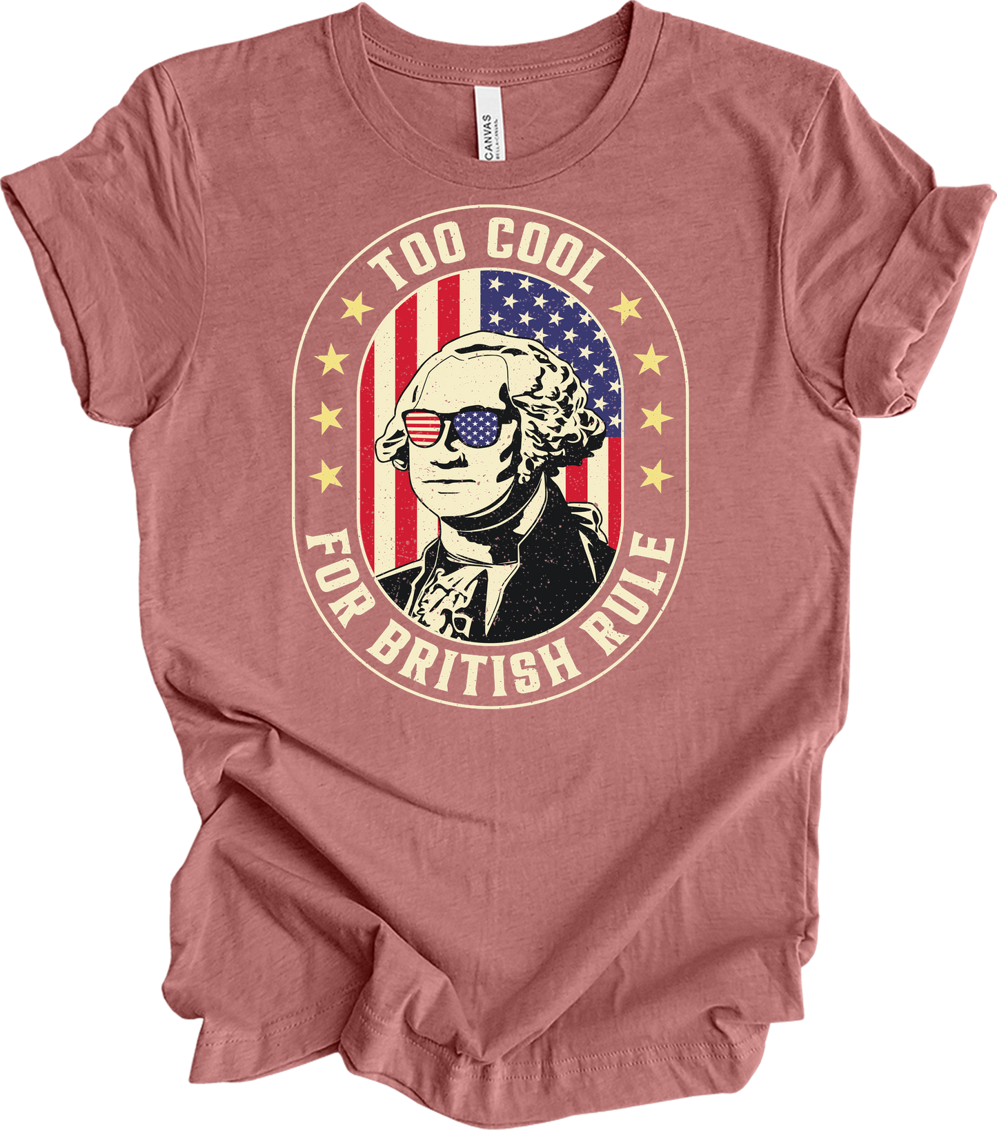 Too Cool for British Rule T-Shirt in Heather Mauve