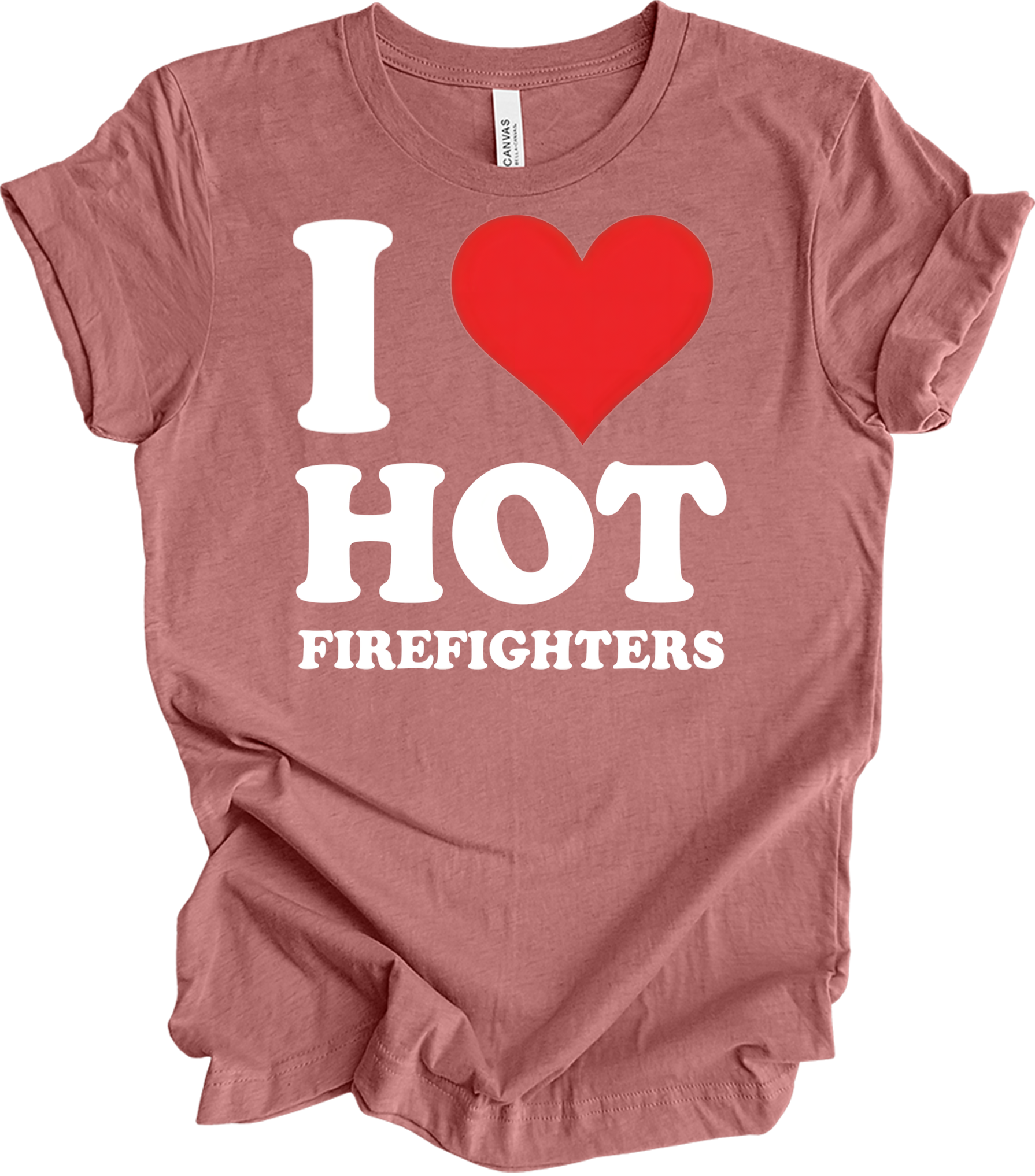 I Heart Hot Firefighters T-Shirt in Heather Mauve