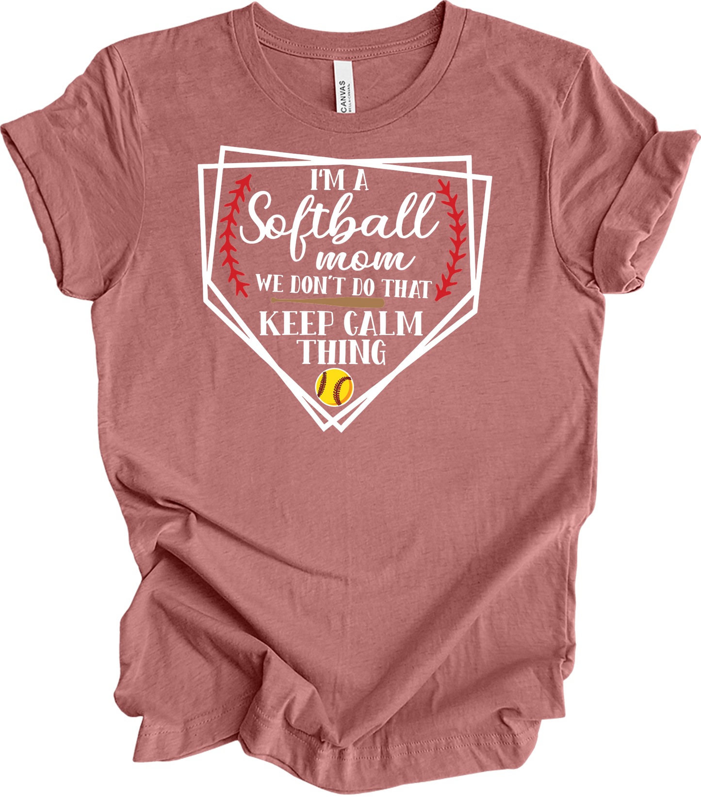 Softball Mom - Cute Sports Mom Gift Design T-Shirt in Heather Mauve