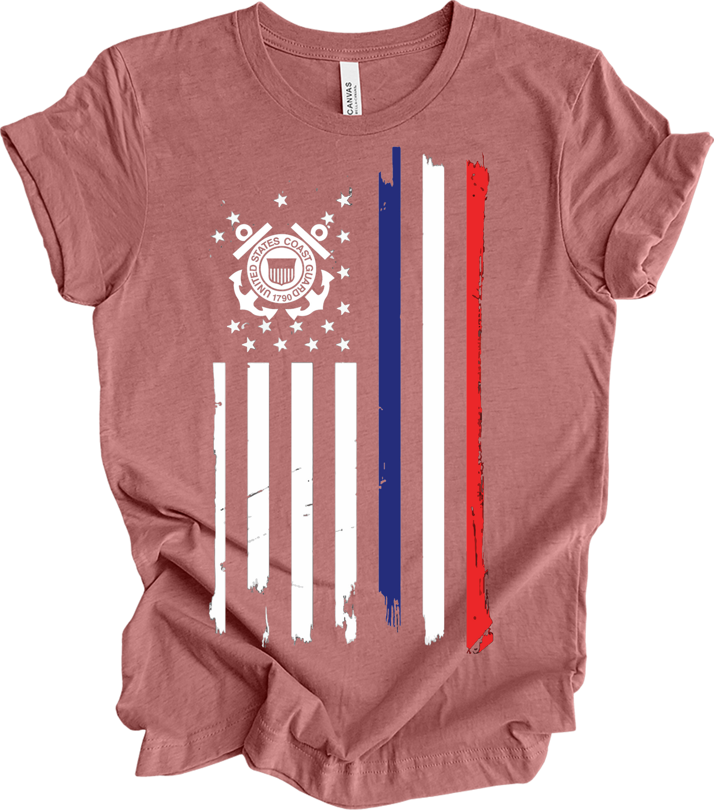 US Coast Guard Flag T-Shirt in Heather Mauve