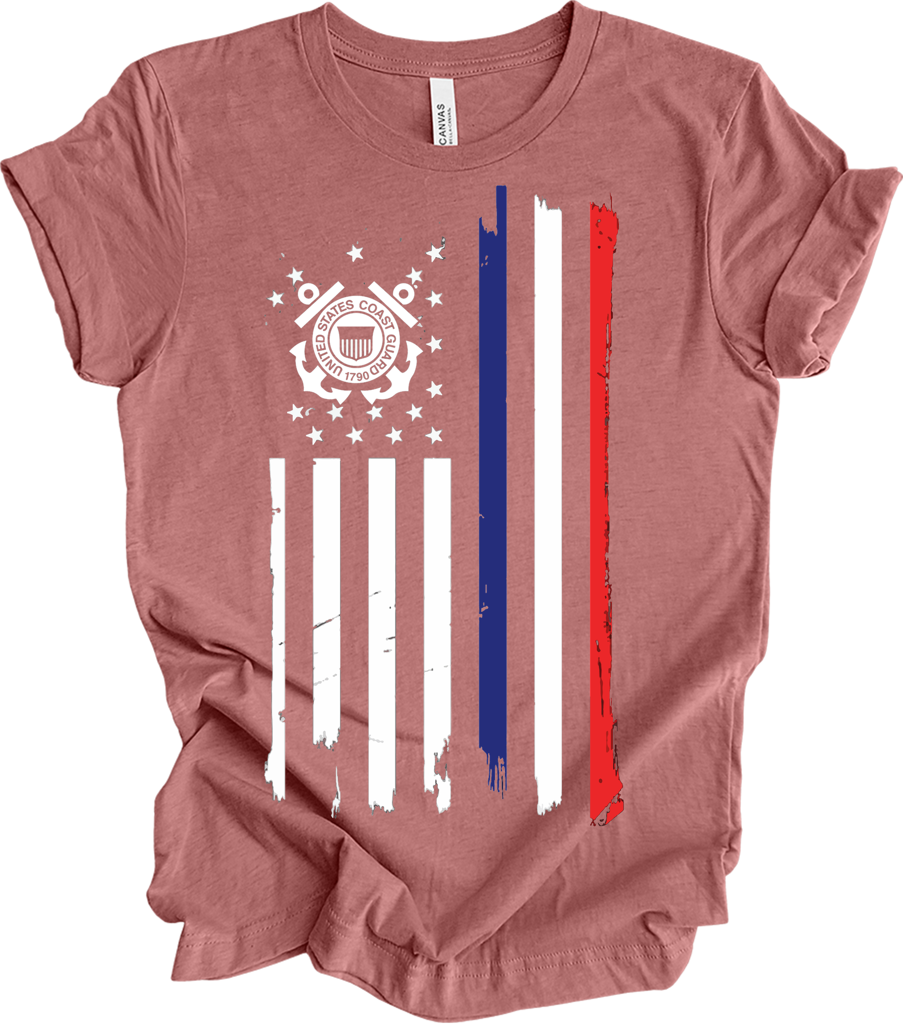 US Coast Guard Flag T-Shirt in Heather Mauve