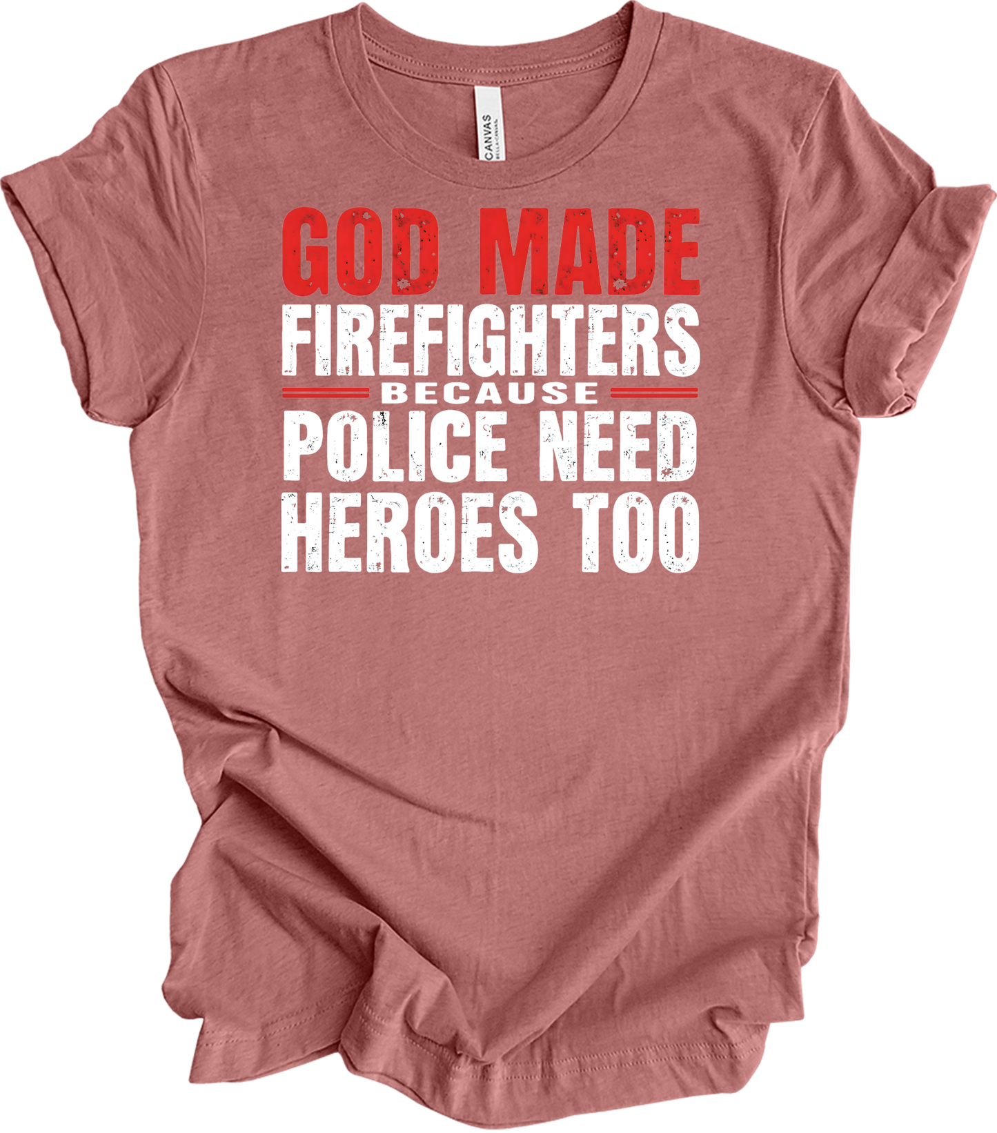 Firefighters Police Heroes T-Shirt in Heather Mauve