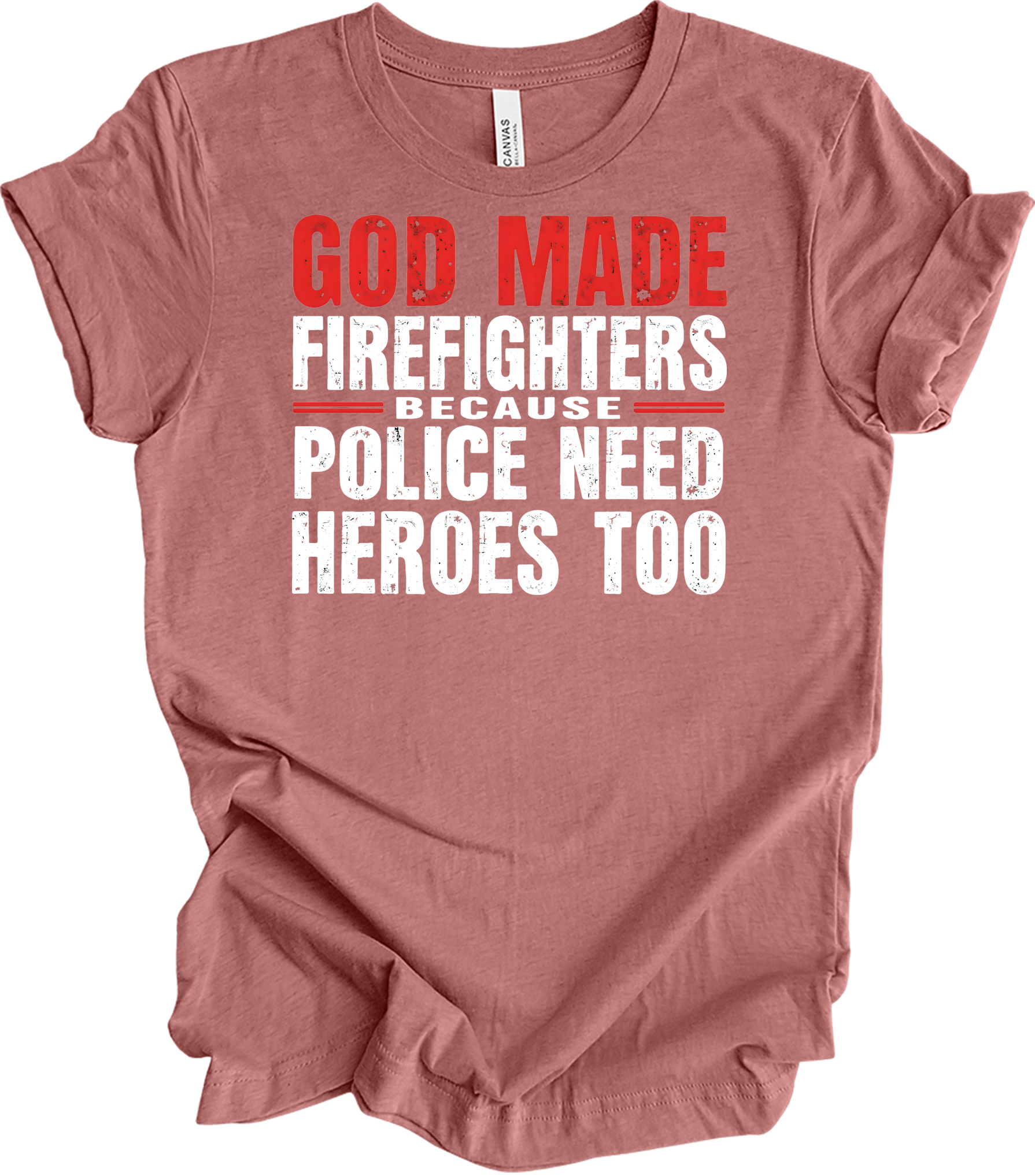 Firefighters Police Heroes T-Shirt in Heather Mauve