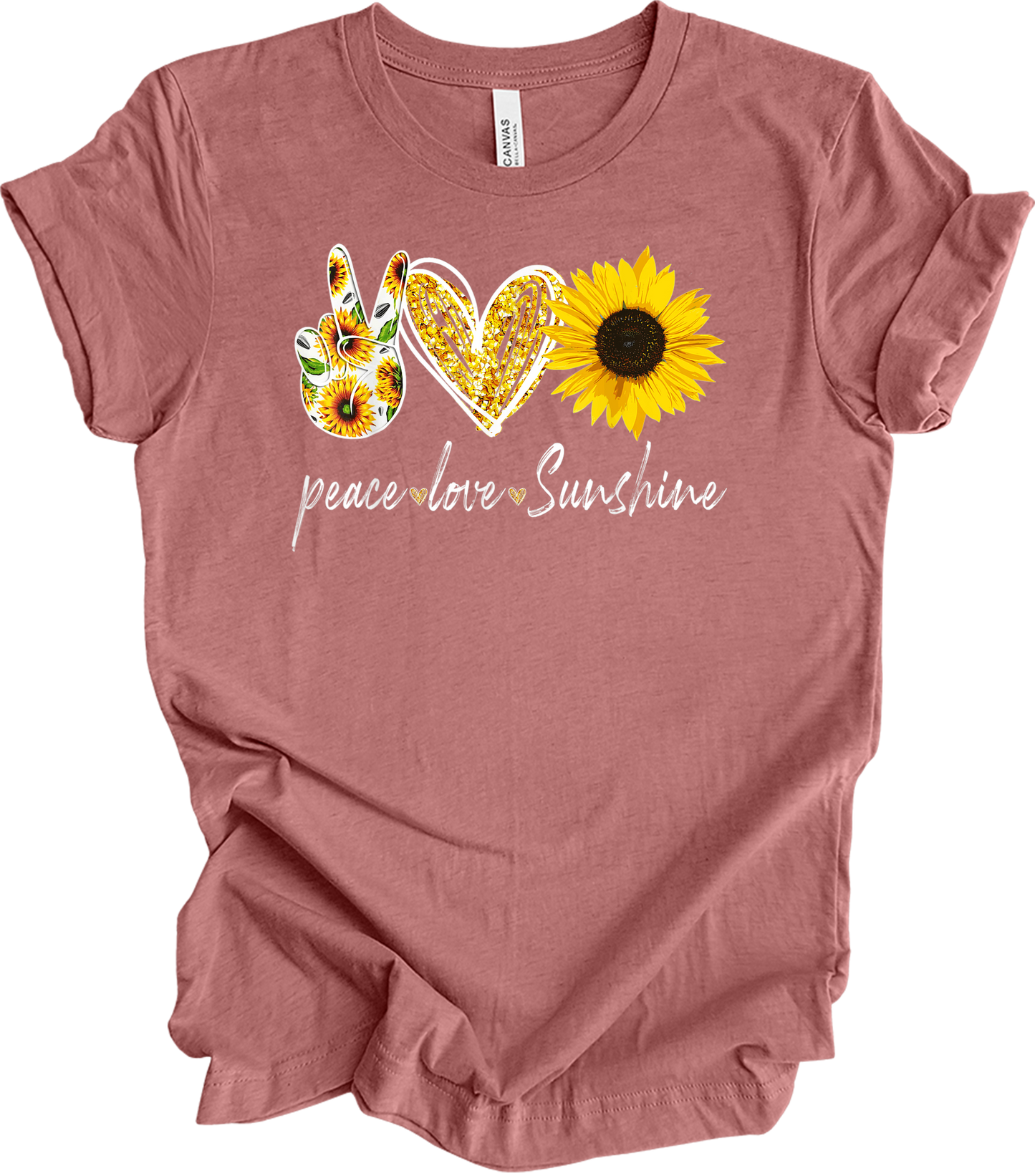 Peace Love Sunshine T-Shirt in Heather Mauve