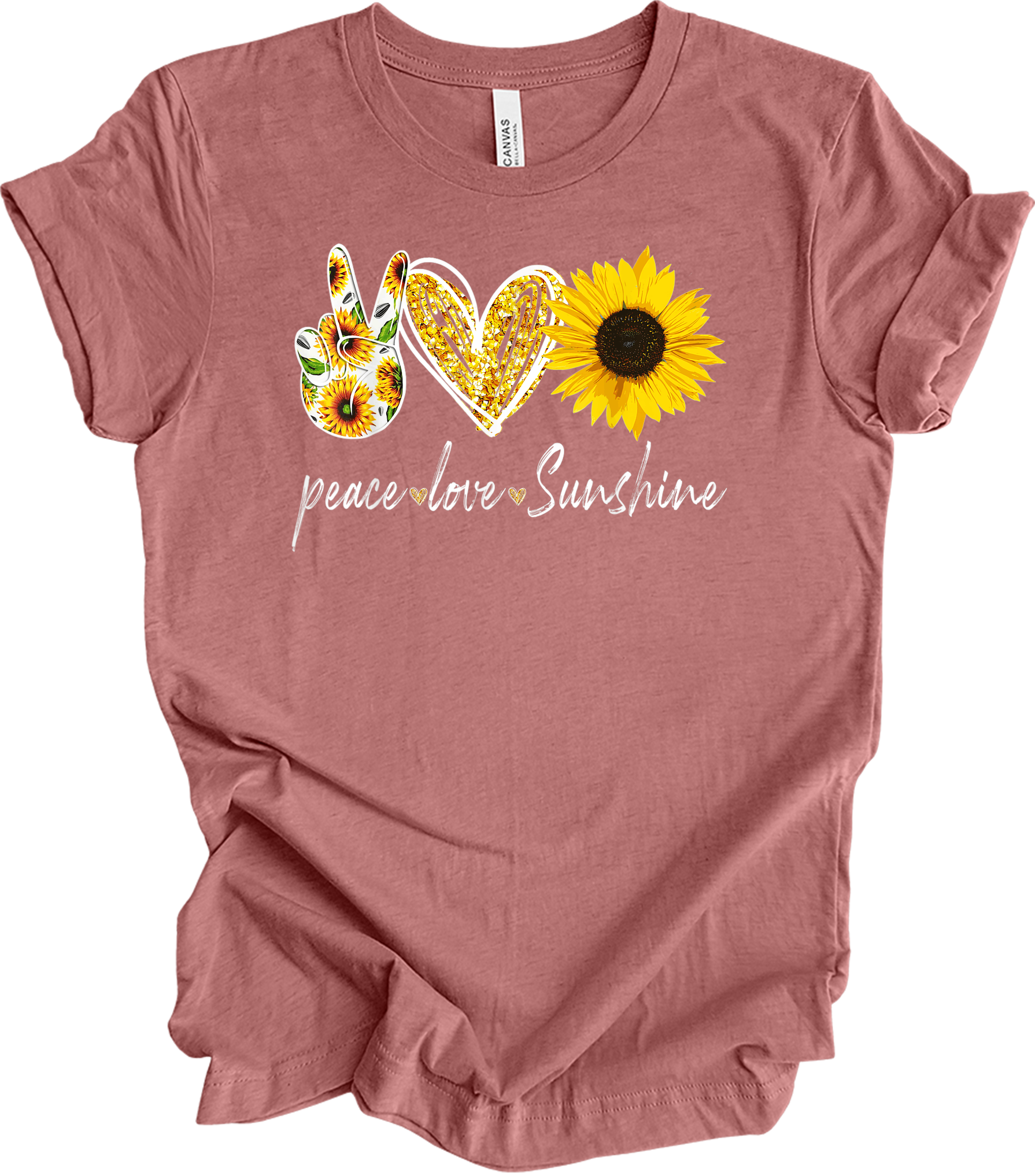 Peace Love Sunshine T-Shirt in Heather Mauve