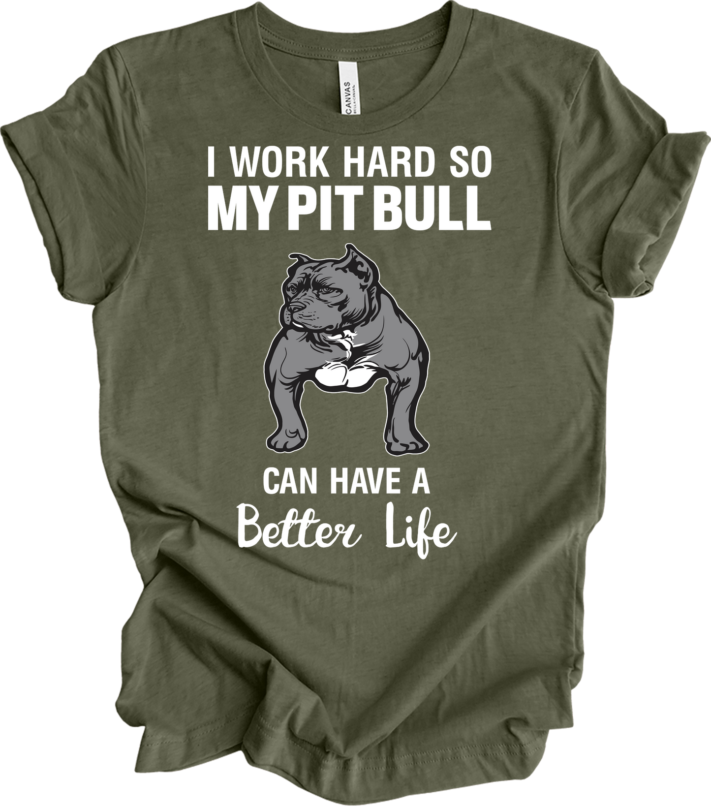 Pitbull Better Life T-Shirt in Heather Military Green