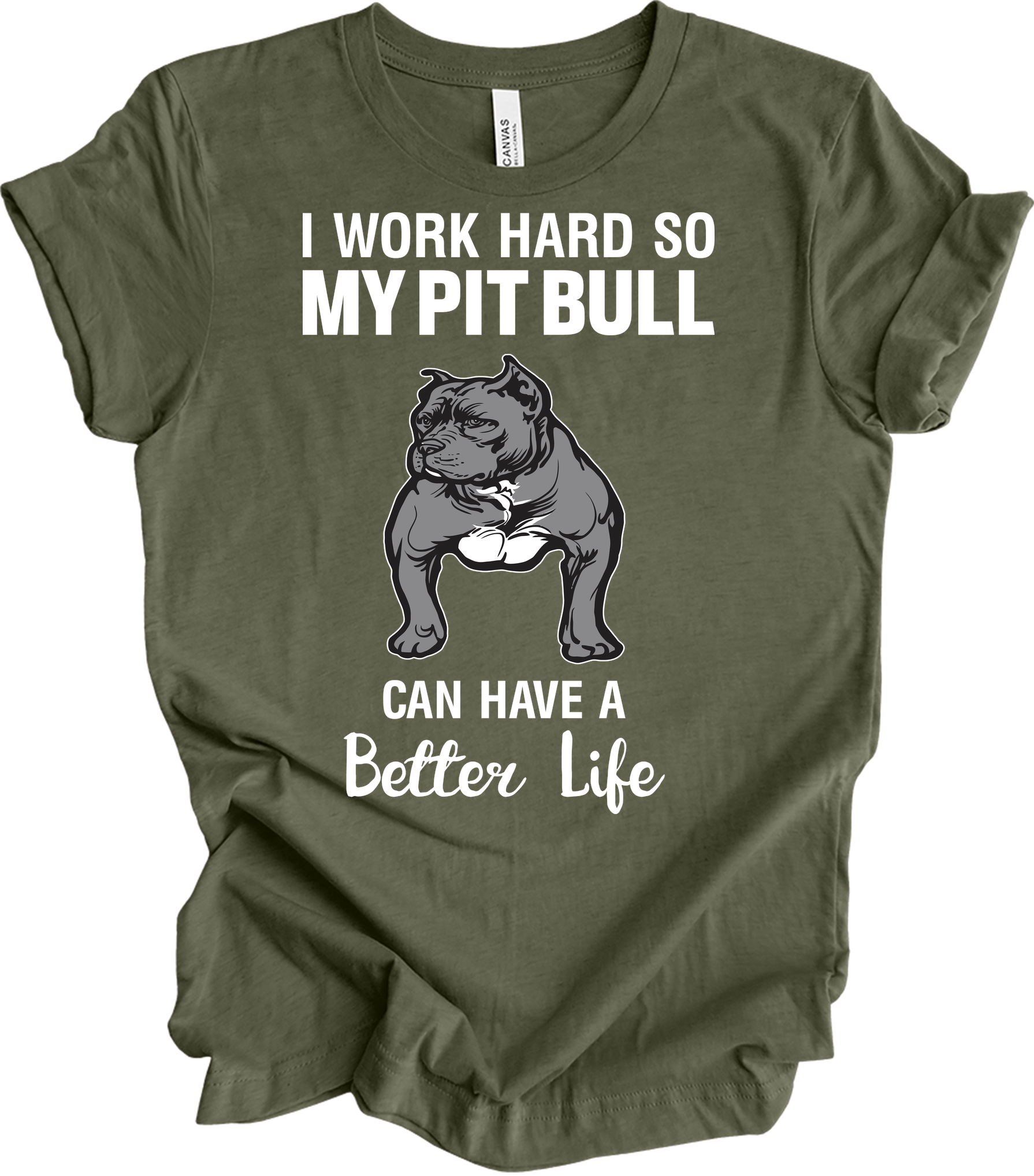 Pitbull Better Life T-Shirt in Heather Military Green