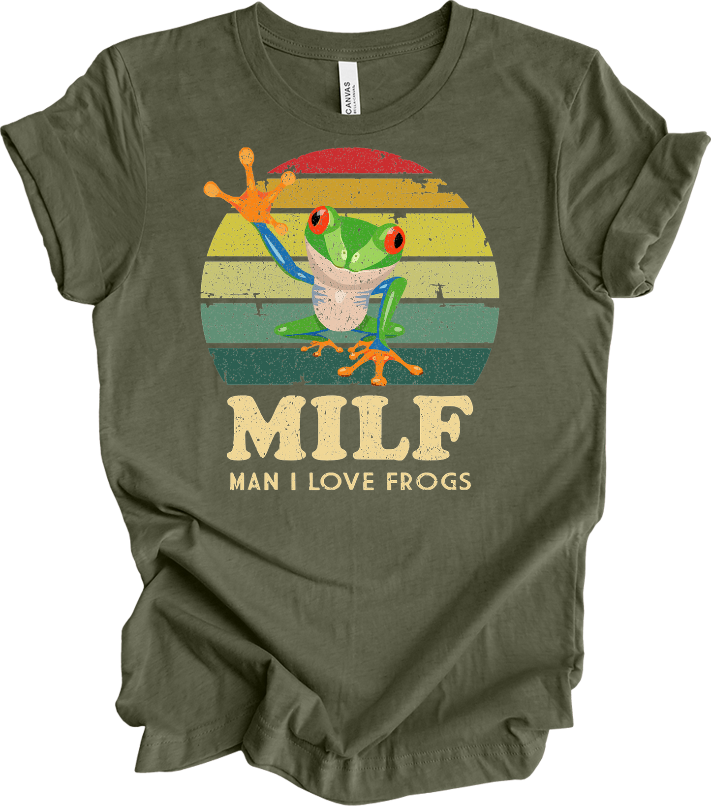 MILF Man I Love Frogs T-Shirt in Heather Military Green