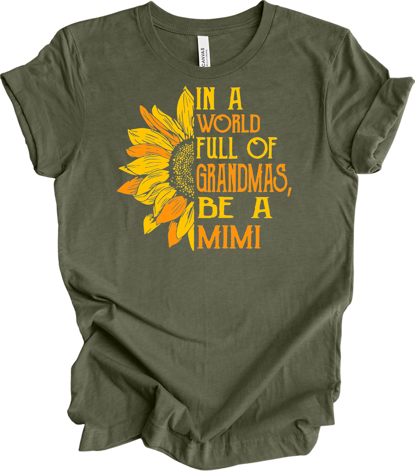 Be A Mimi Sunflower T-Shirt in Heather Military Green