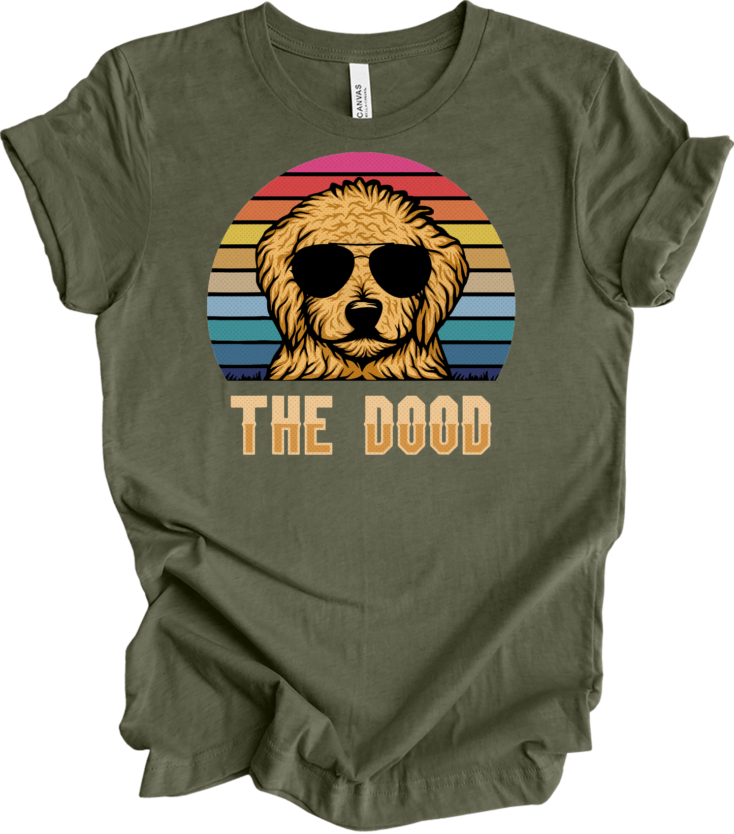 The Dood Goldendoodle - Vintage Retro Dog Lover T-Shirt in Heather Military Green