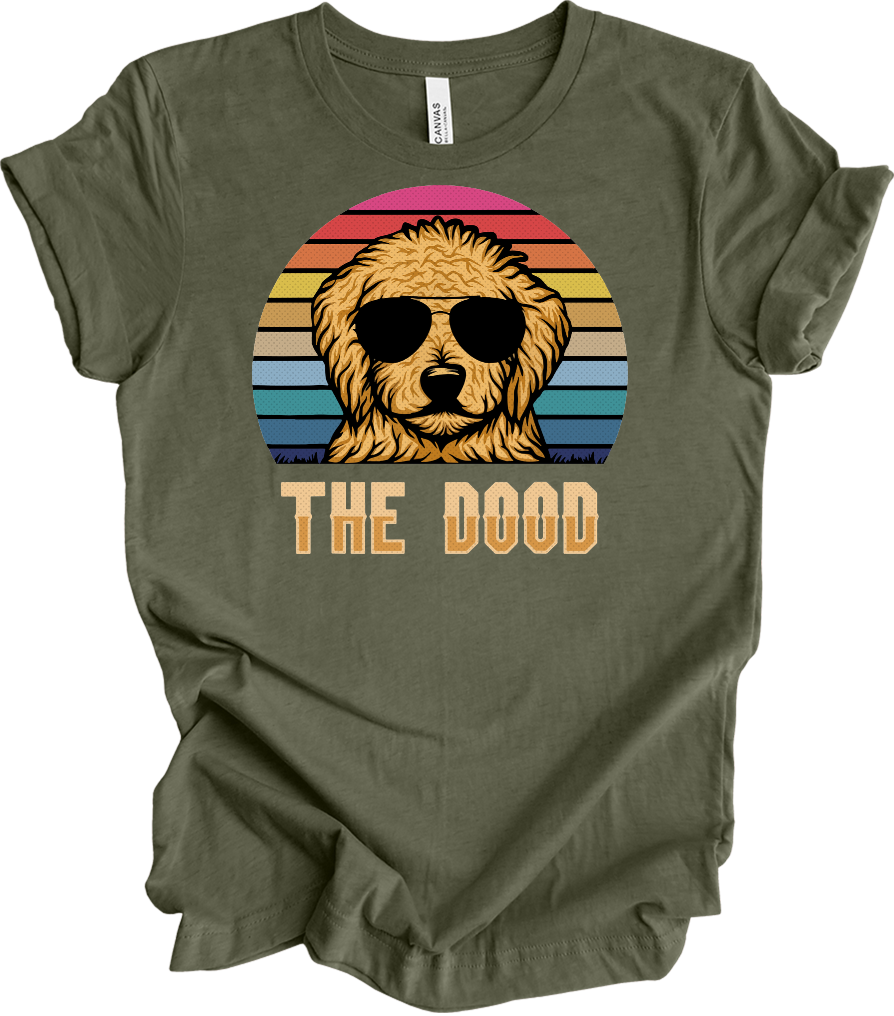 The Dood Goldendoodle - Vintage Retro Dog Lover T-Shirt in Heather Military Green