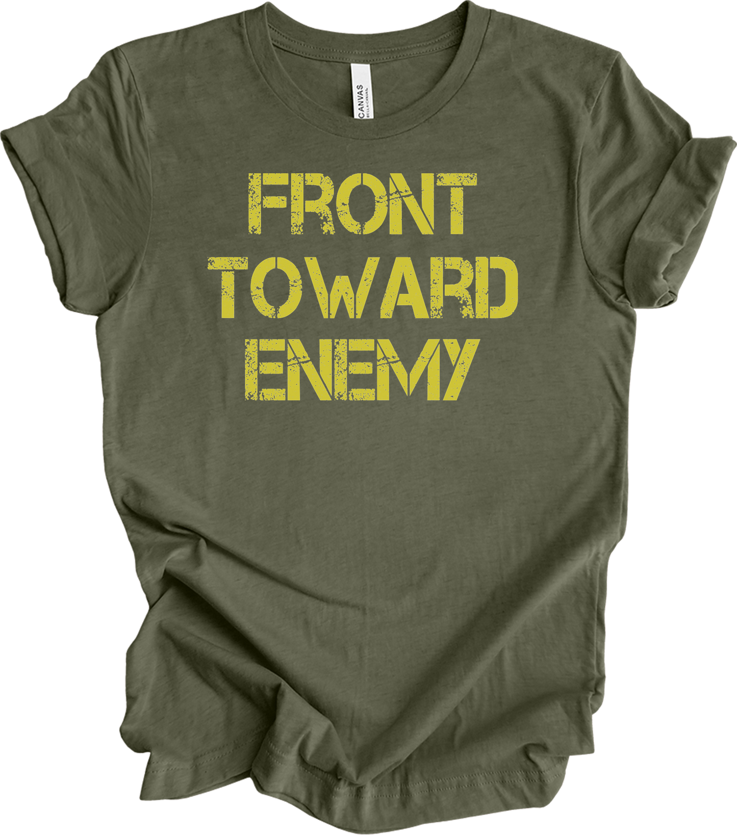 Front Toward Enemy T-Shirt in Heather Military Green