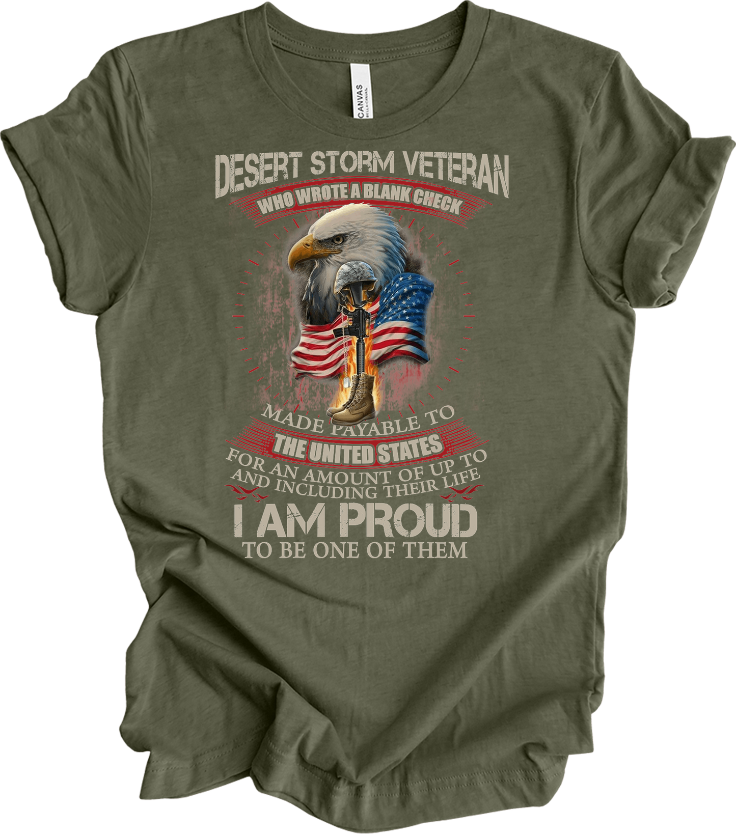 Desert Storm Veteran T-Shirt in Heather Military Green