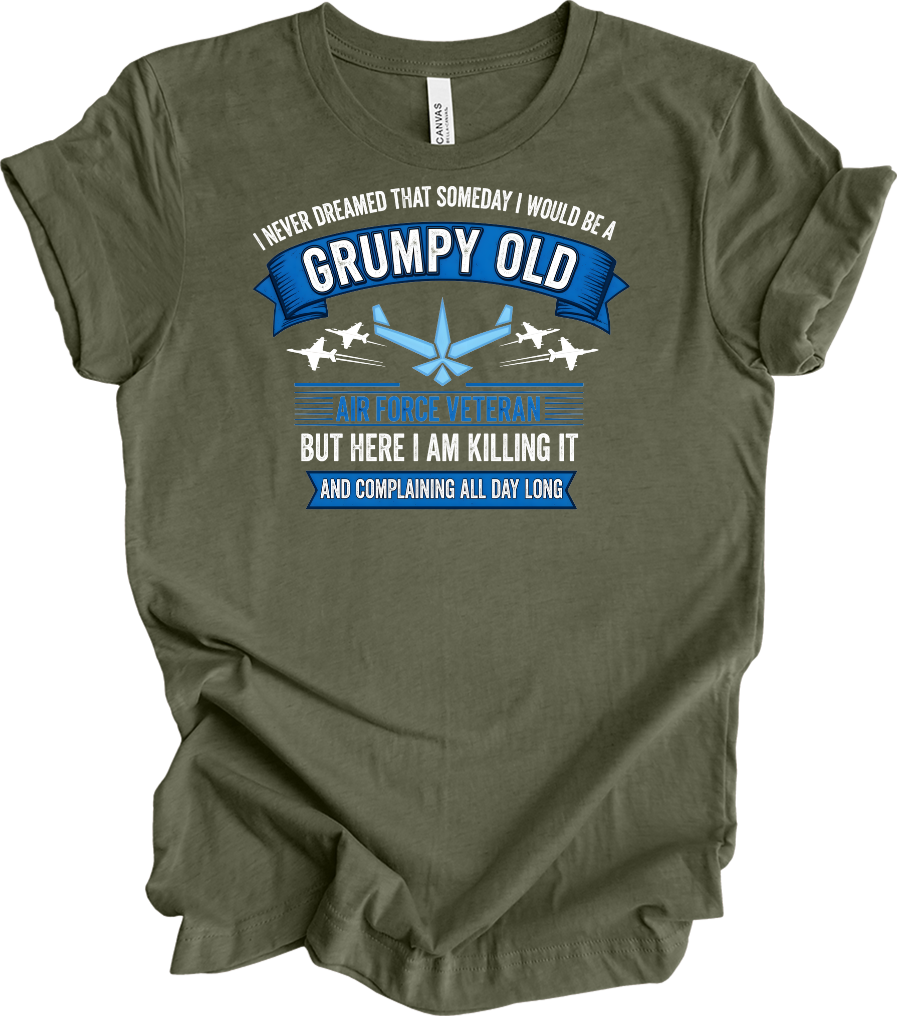 Grumpy Old Air Force Vet T-Shirt in Heather Military Green