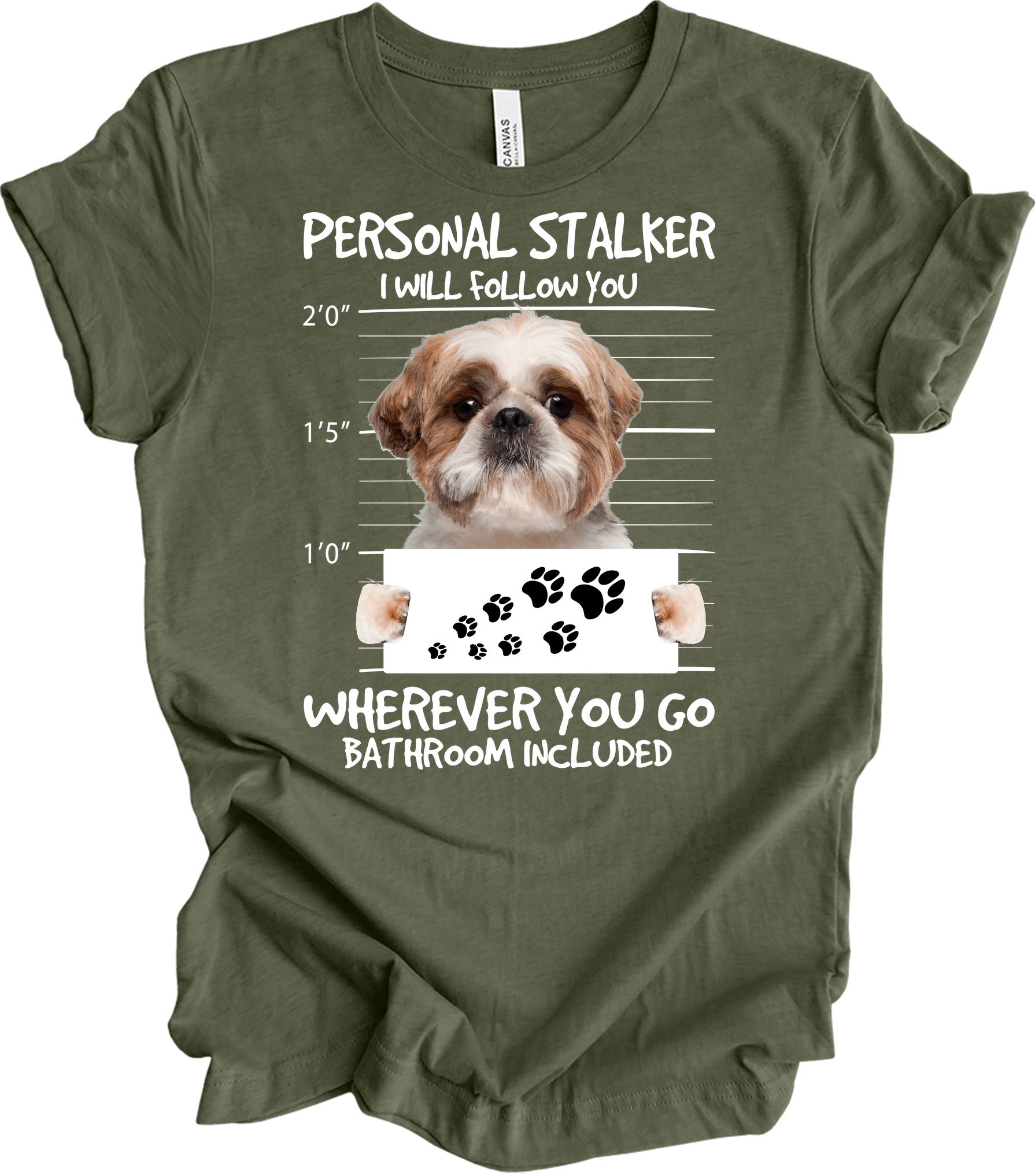Shih Tzu Personal Stalker T-Shirt in Heather Military Green