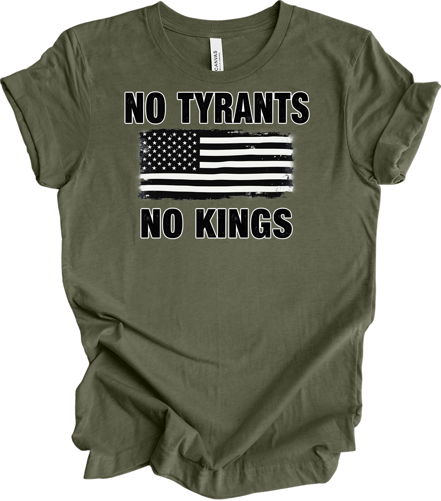 No Tyrants No Kings T-Shirt in Heather Military Green