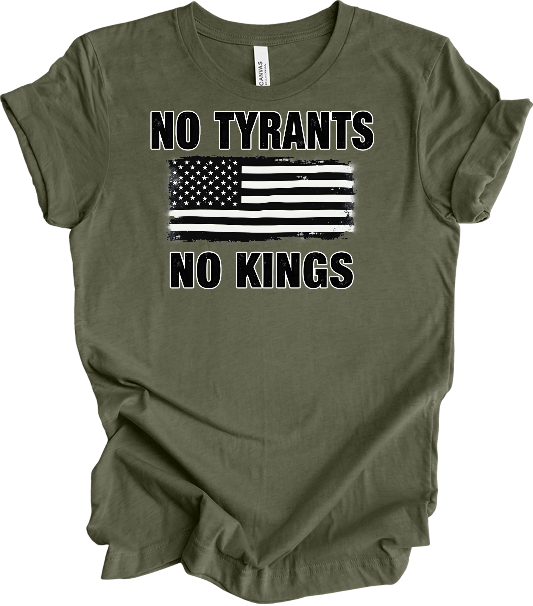 No Tyrants No Kings T-Shirt in Heather Military Green