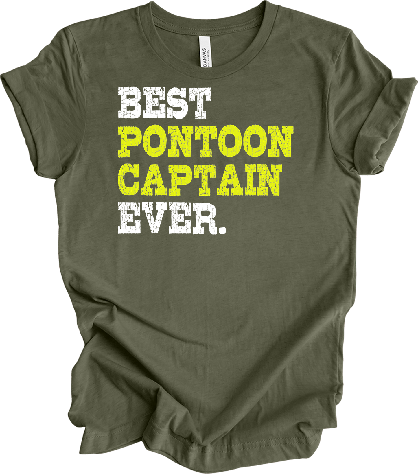 Best Pontoon Captain Ever T-Shirt in Heather Military Green