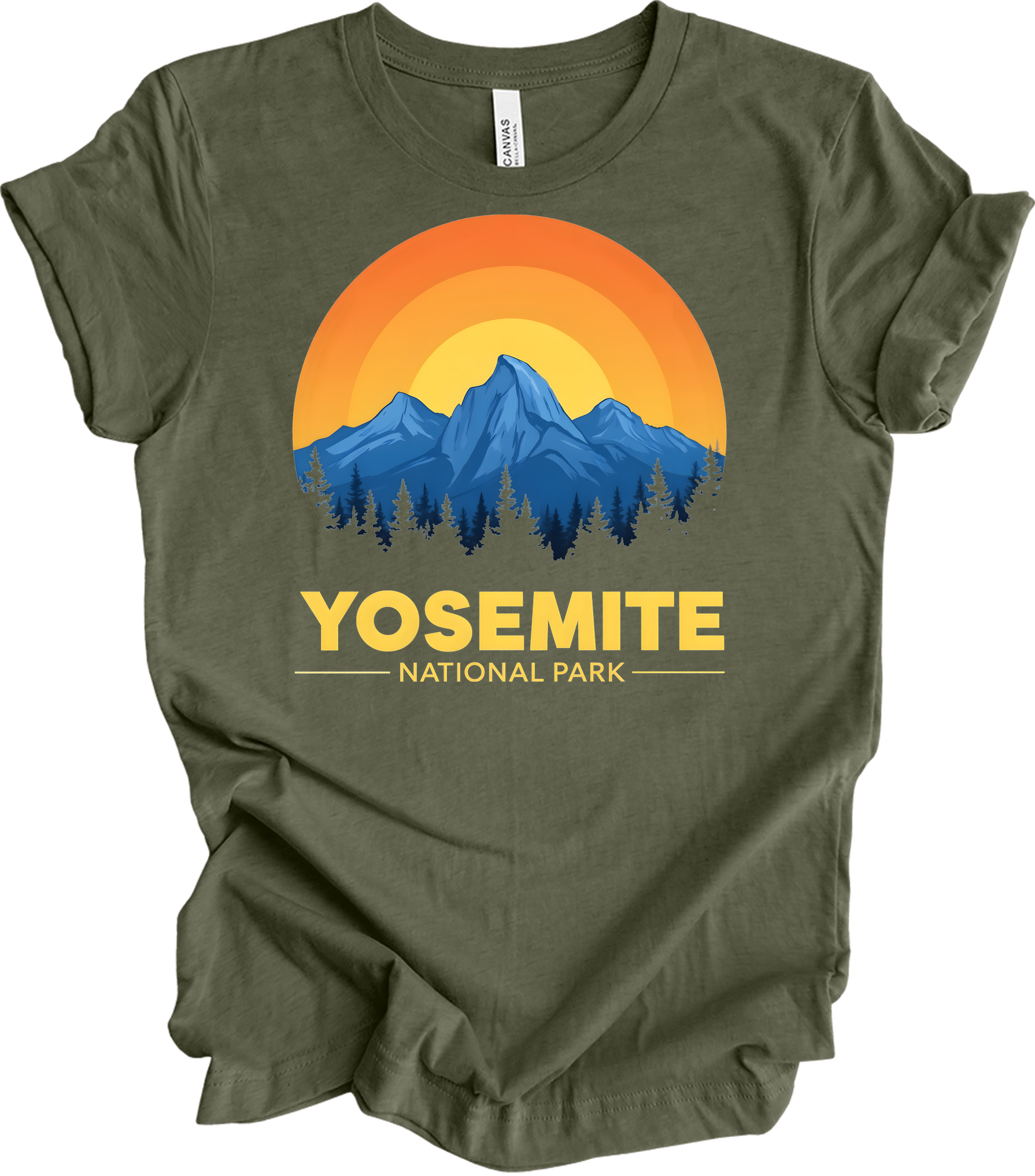 Yosemite Park Vintage T-Shirt in Heather Military Green
