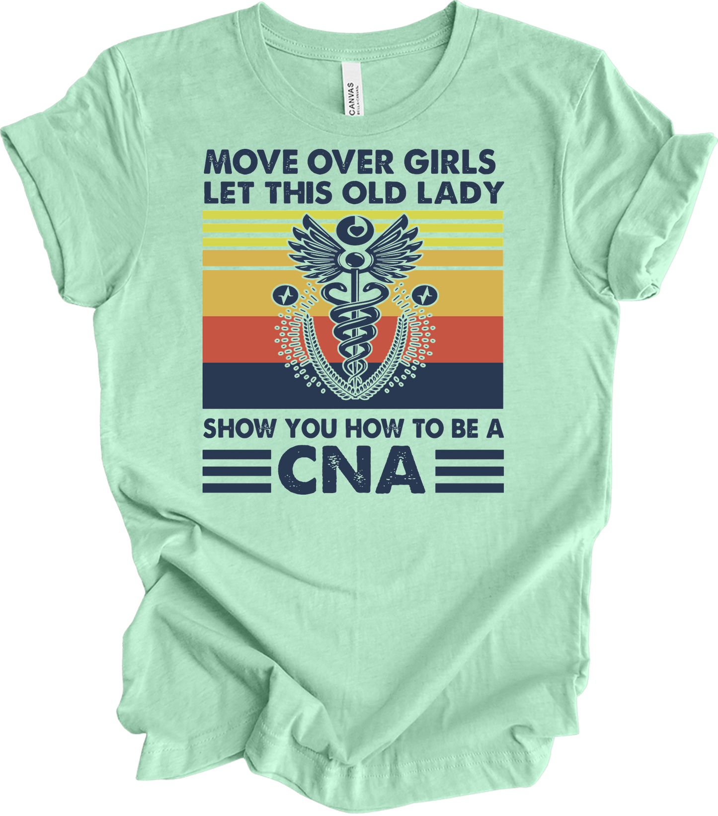Old Lady CNA Nurse T-Shirt in Heather Mint