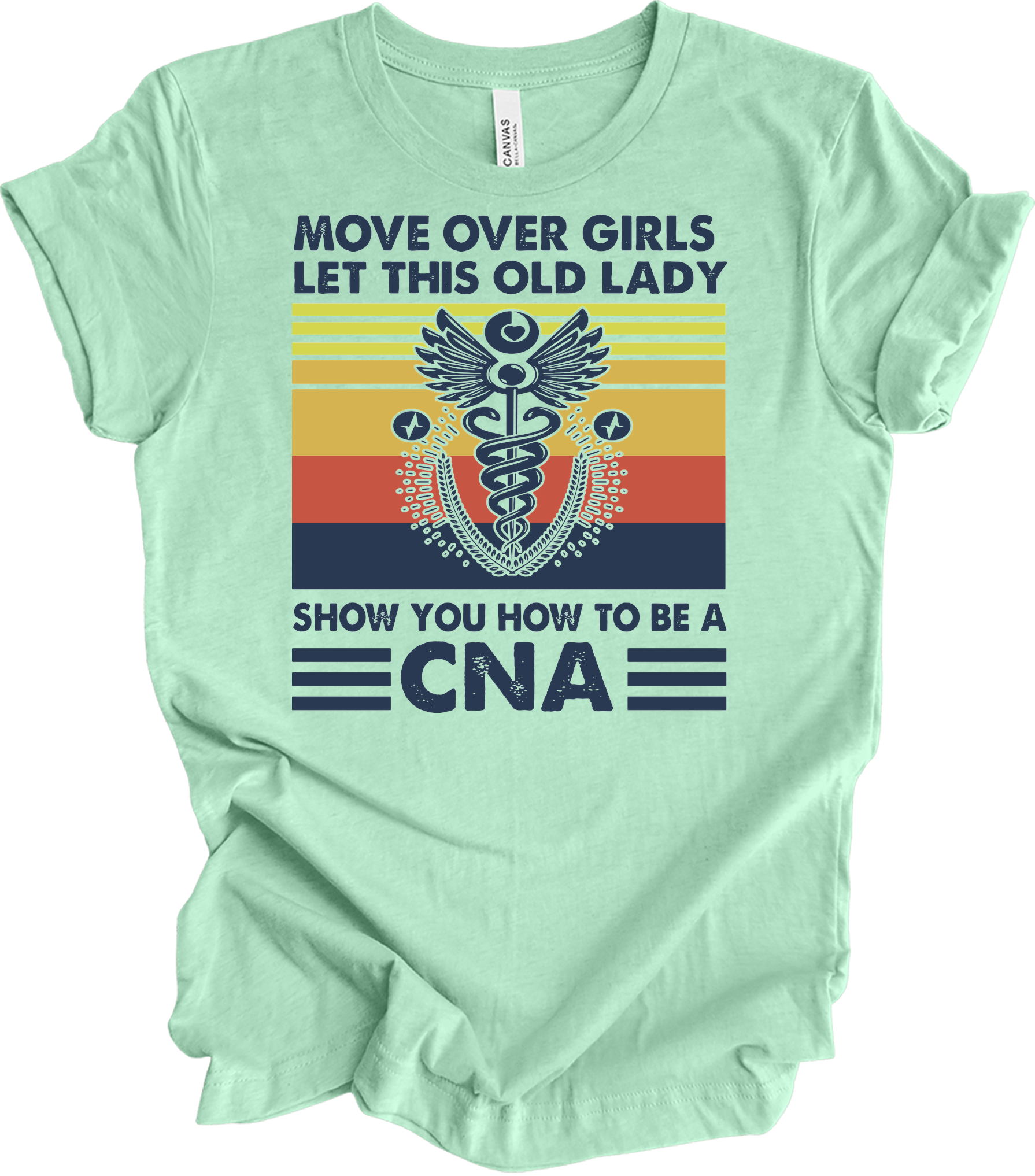 Old Lady CNA Nurse T-Shirt in Heather Mint
