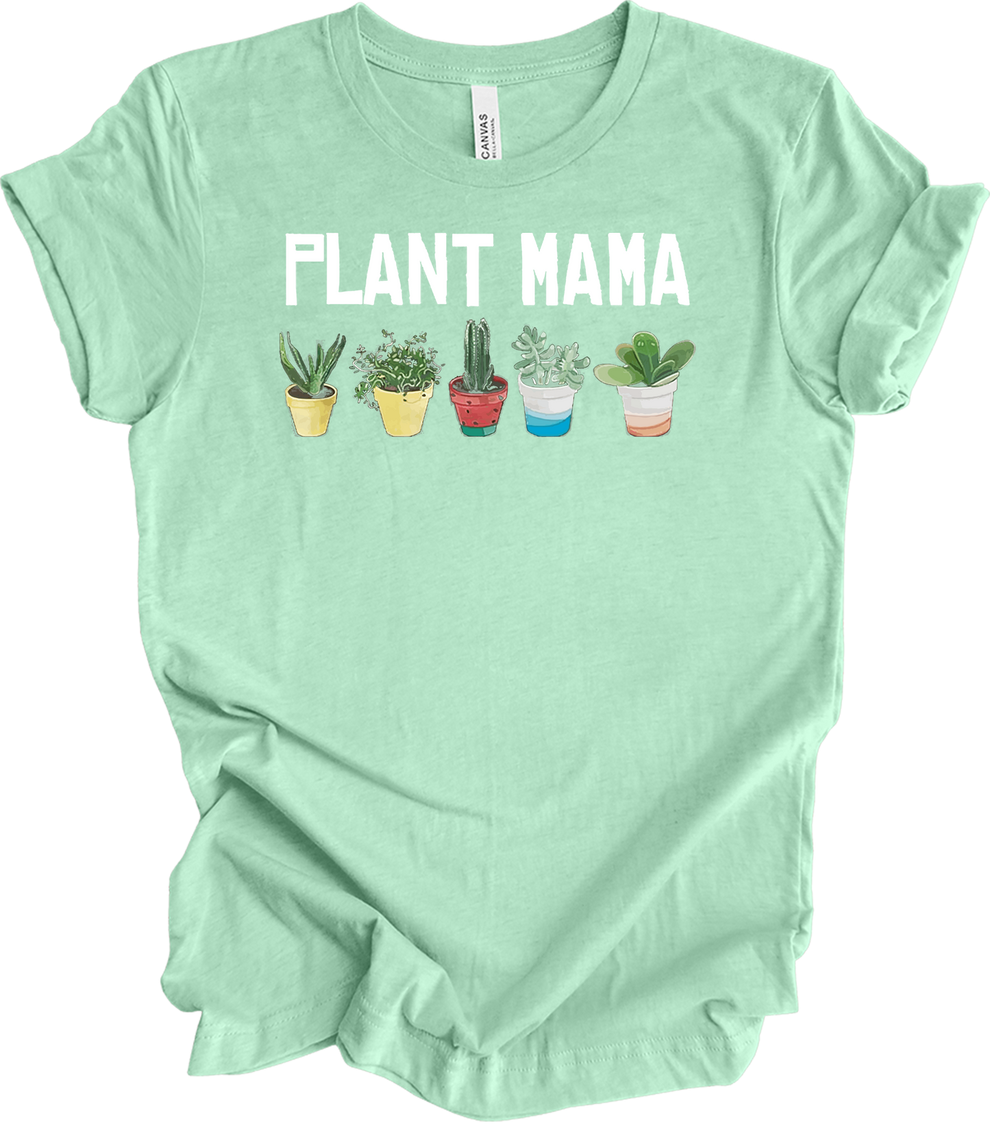 Plant Mama - Cute Plants T-Shirt in Heather Mint
