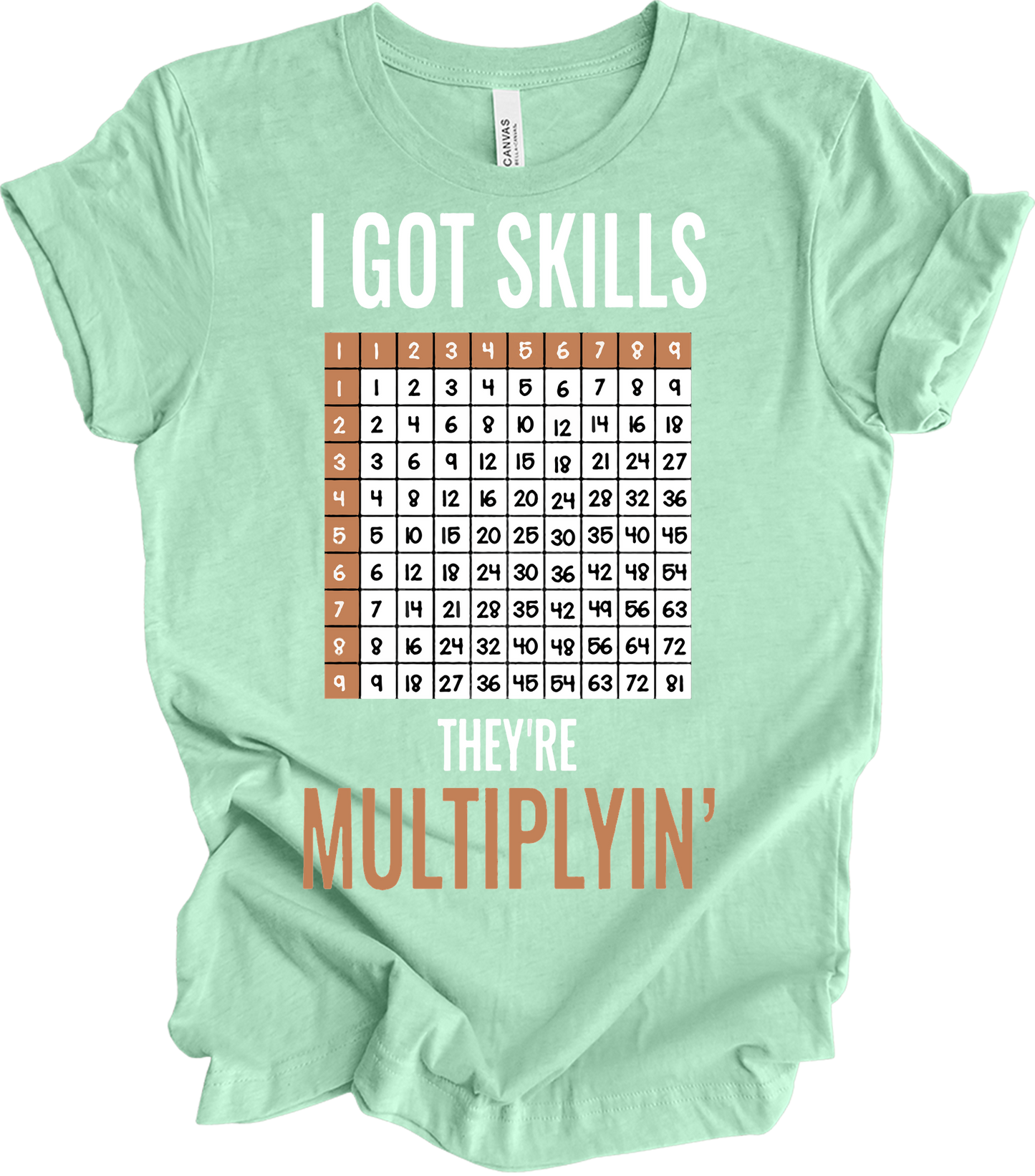 Math Teacher - I Got Skills They're Multiplyin' Funny T-Shirt in Heather Mint