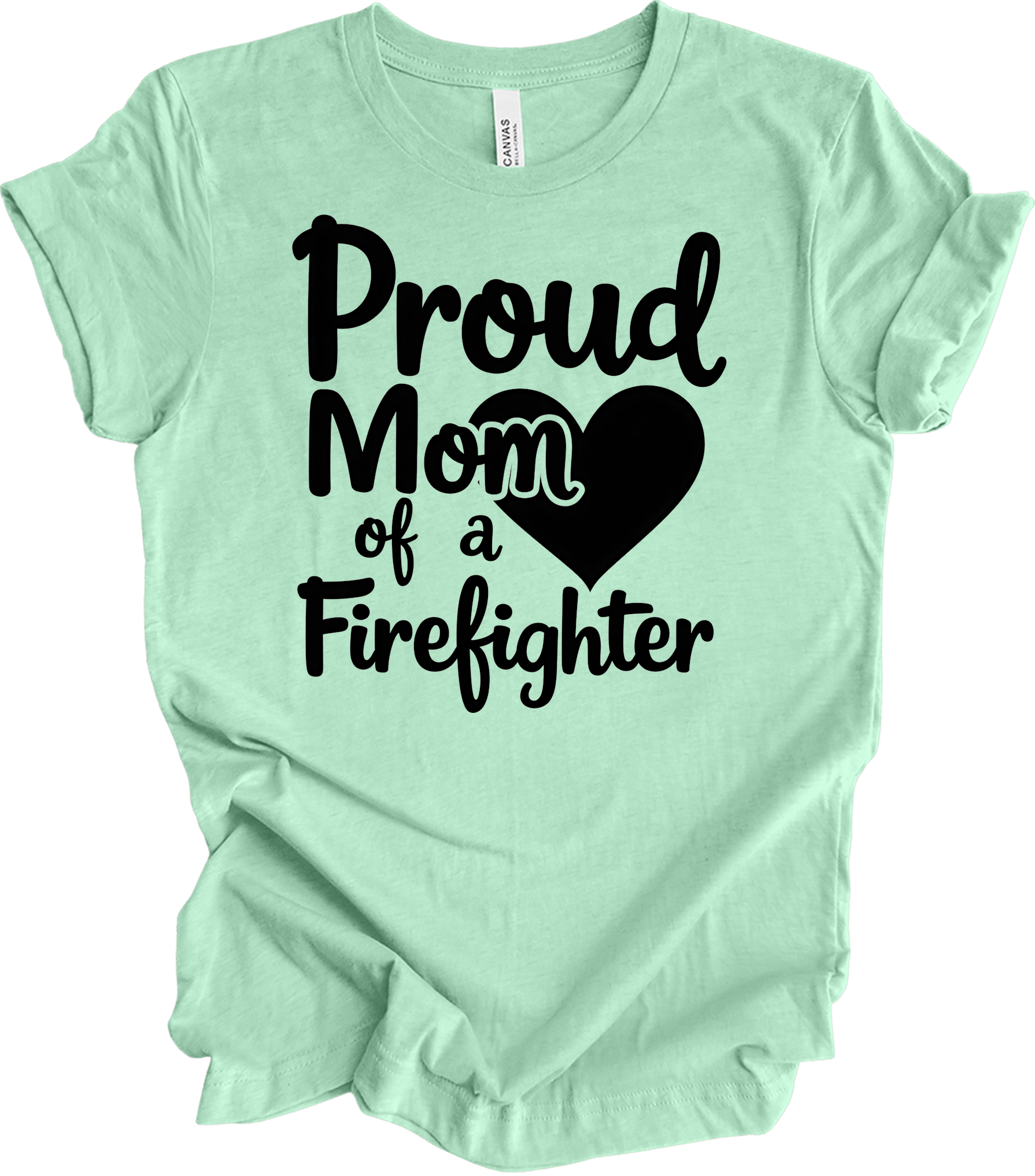 Proud Firefighter Mom T-Shirt in Heather Mint
