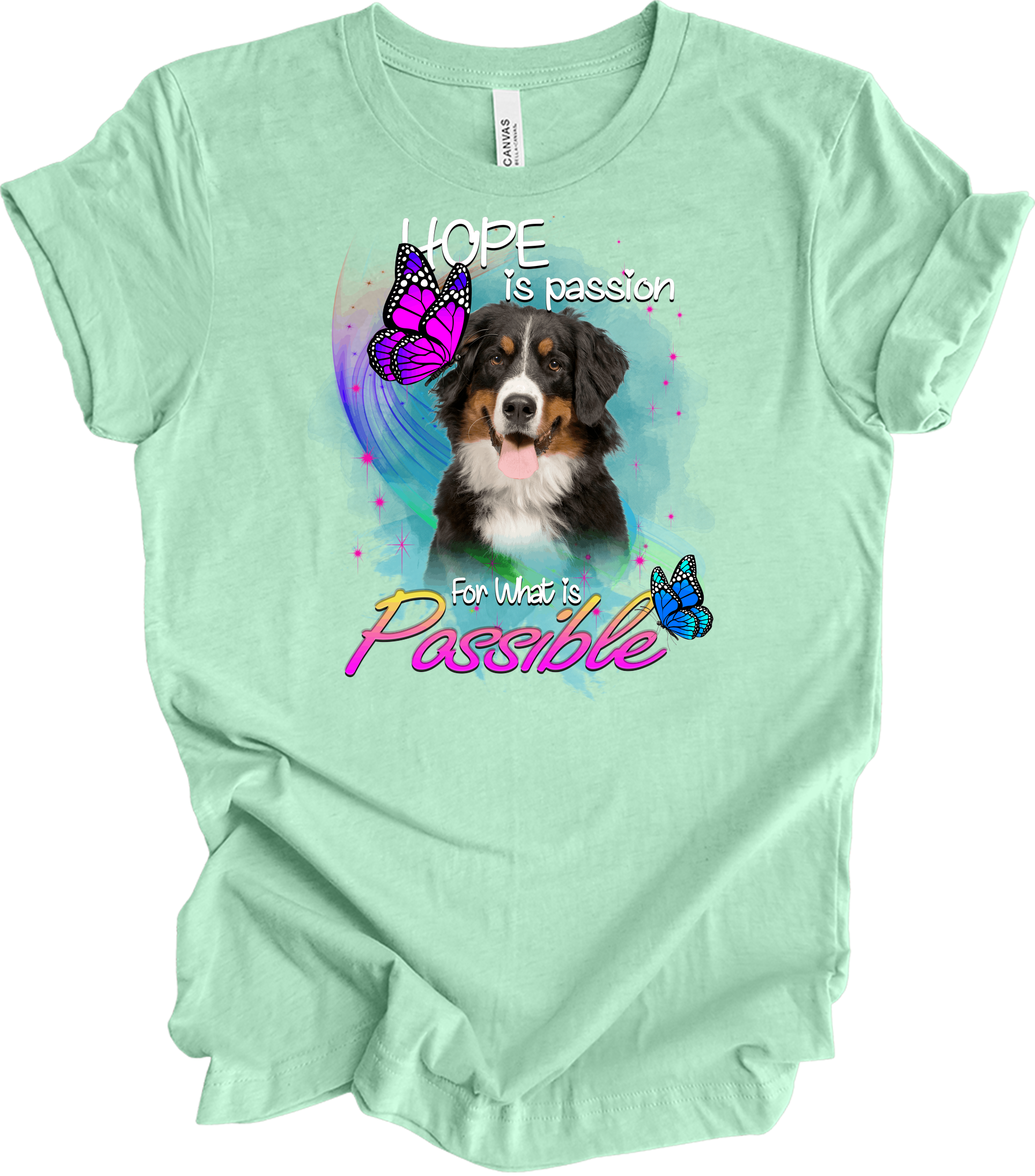 Bernese Mountain Dog Hope T-Shirt in Heather Mint