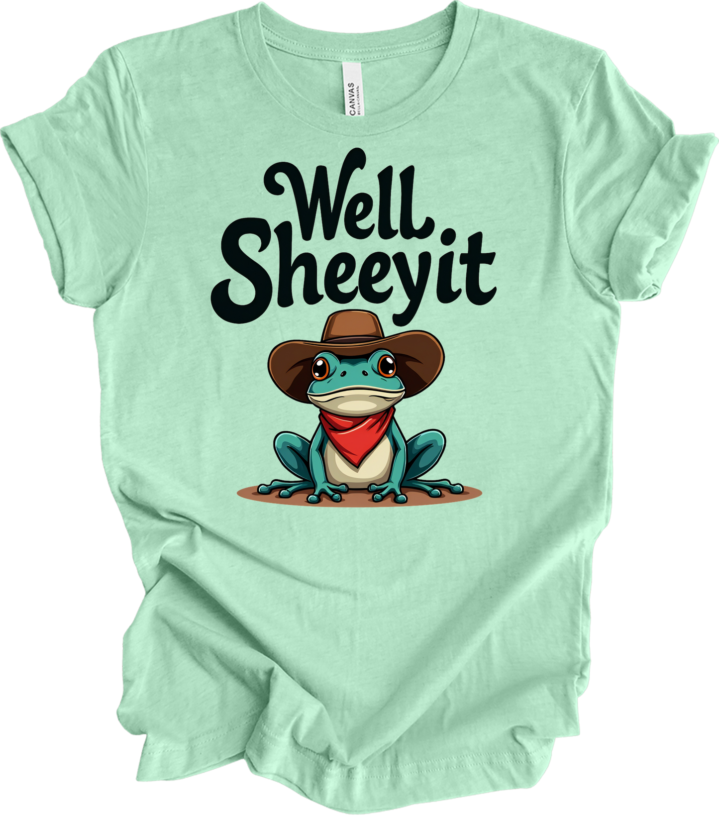 Cowboy Frog Meme T-Shirt in Heather Mint