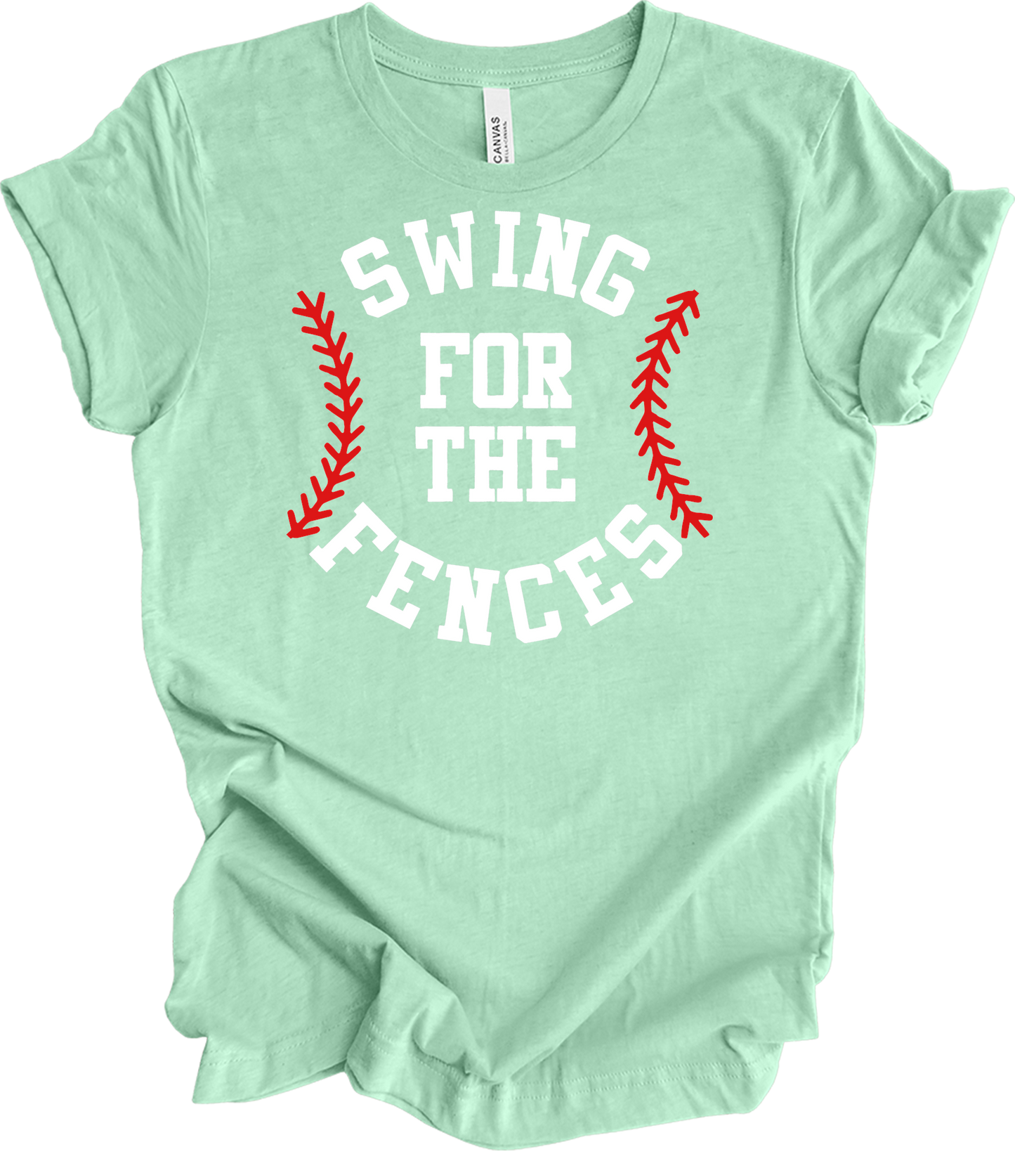Swing for the Fences Baseball T-Shirt in Heather Mint