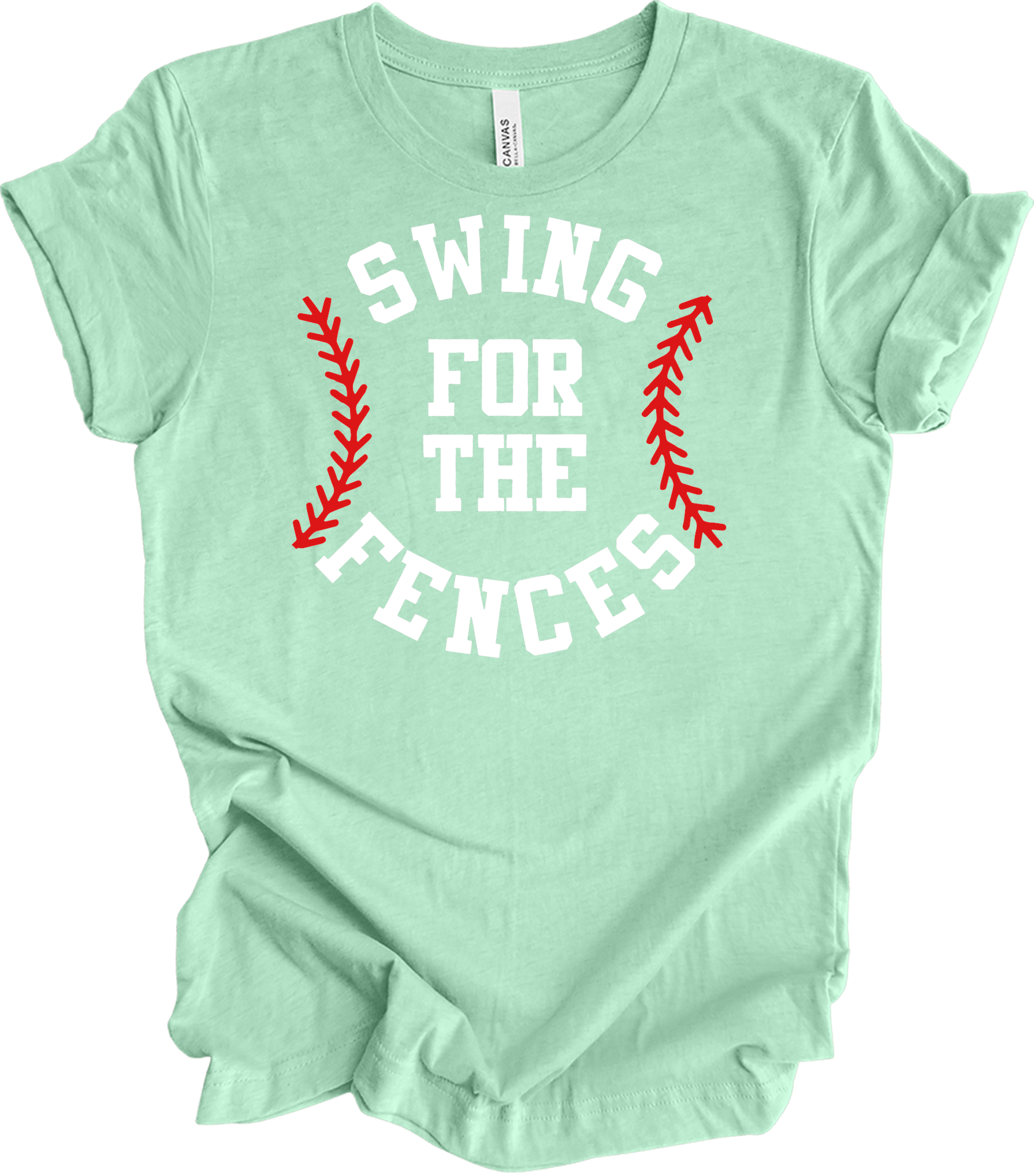 Swing for the Fences Baseball T-Shirt in Heather Mint
