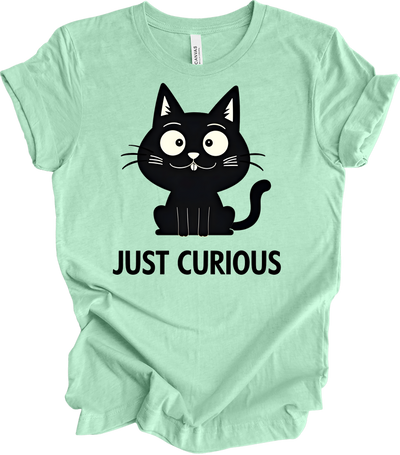Curious Cat Tee - Funny Black Cat Design
